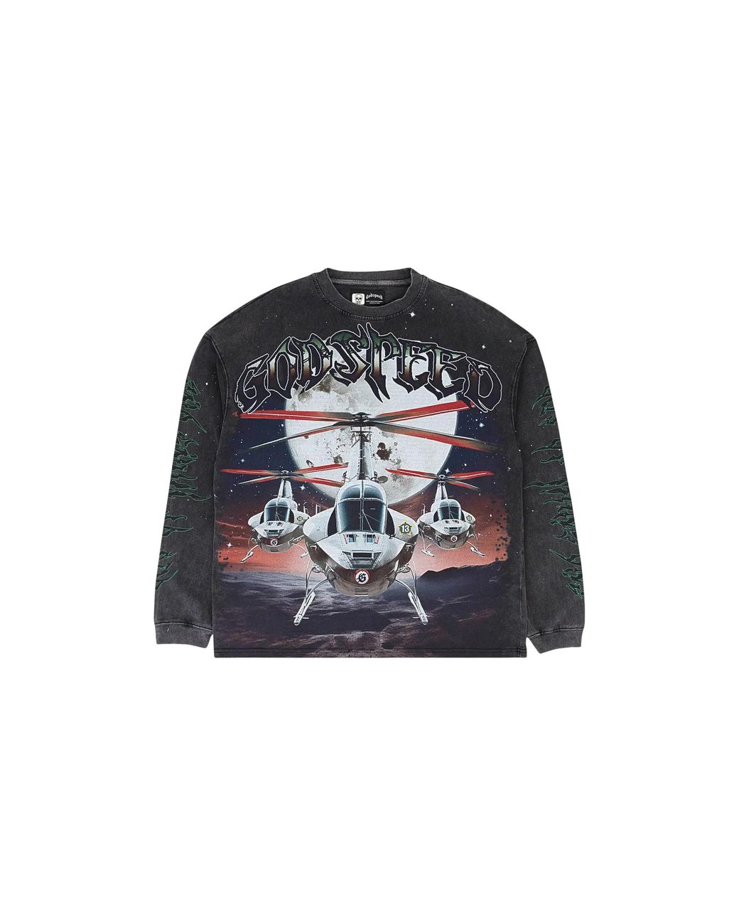 GODSPEED NEW YORK Black Air Strike Long-Sleeve T-Shirt Wash" 11652 10004Gasltg" for men