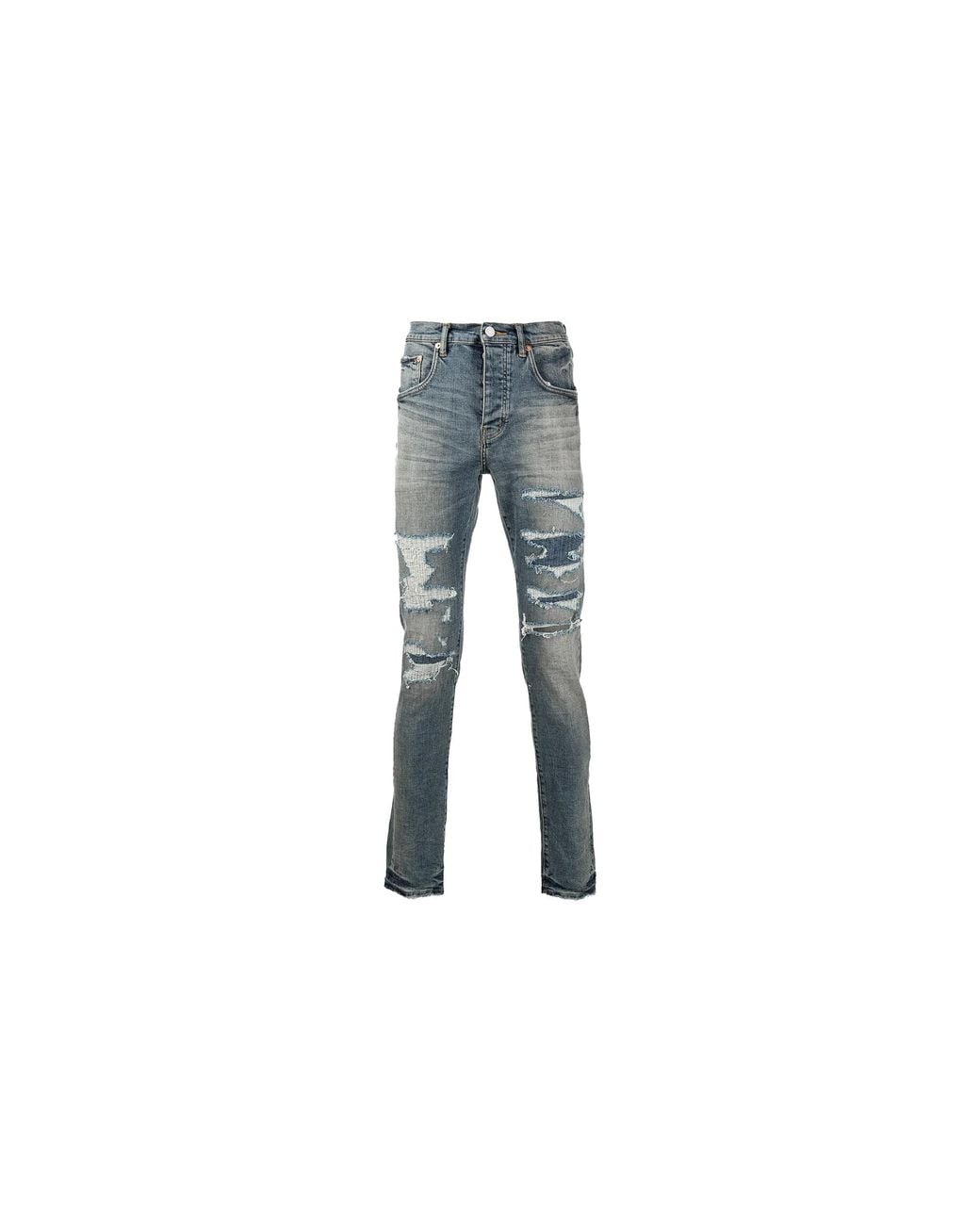 Purple Brand Black Four Pocket Destroy Jeans "With Silicone" P001 Fpin222" for men