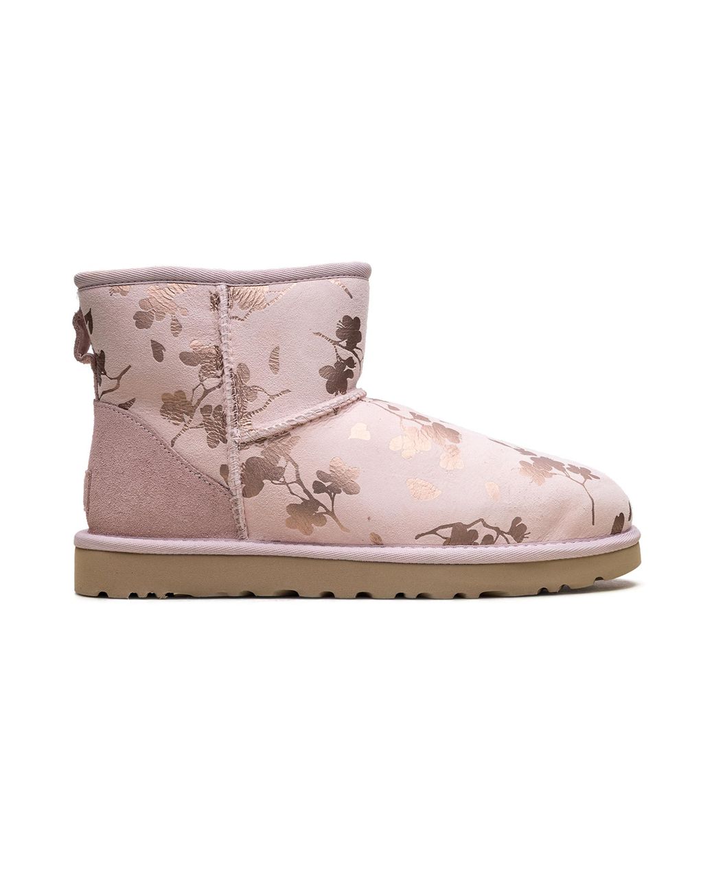 Ugg Black Classic Mini "Floral Foil Fleece Lined" 1118163 Slpn"