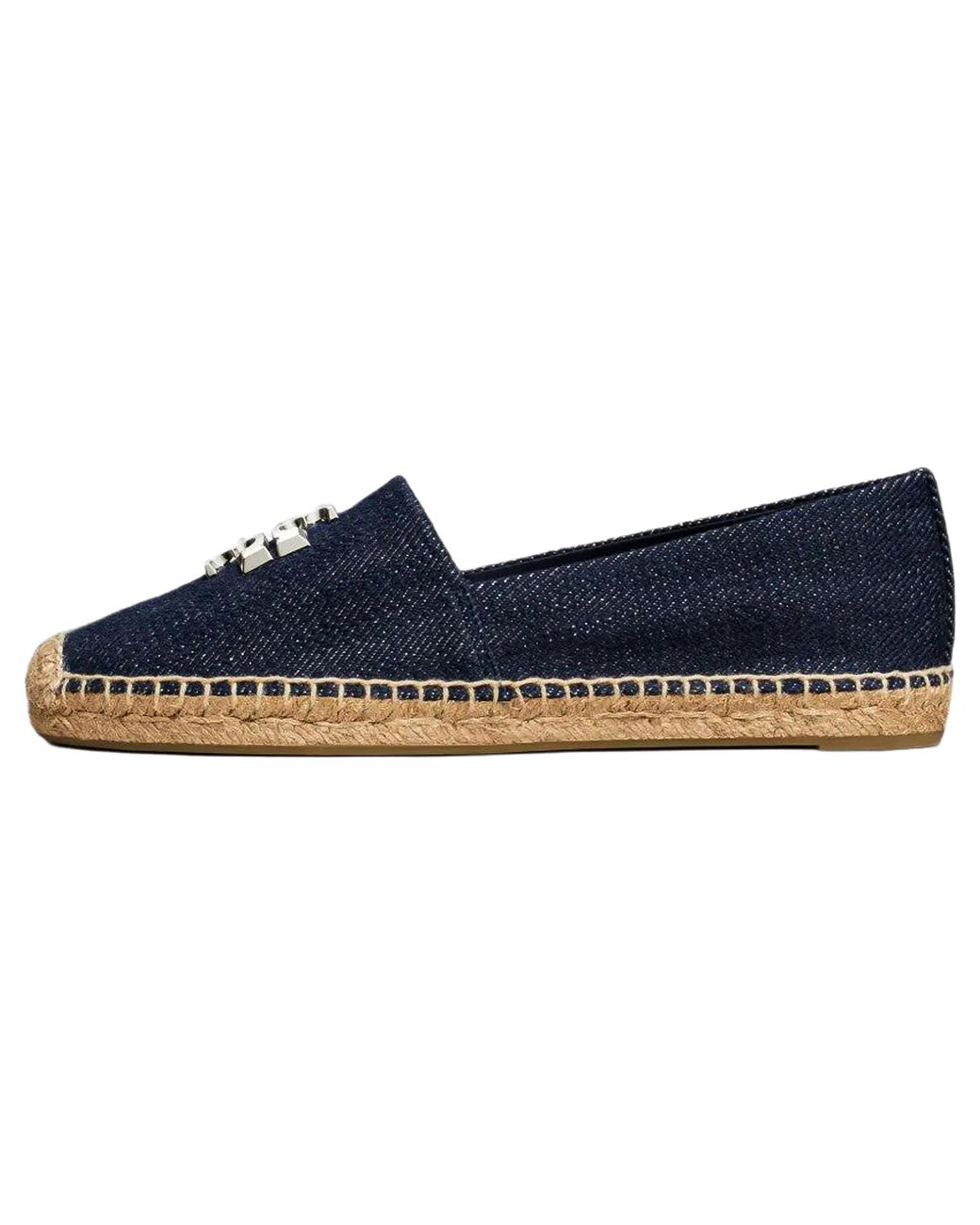 Tory Burch Blue Eleanor Espadrille Shoes "Midnight Denim" 184638 428"