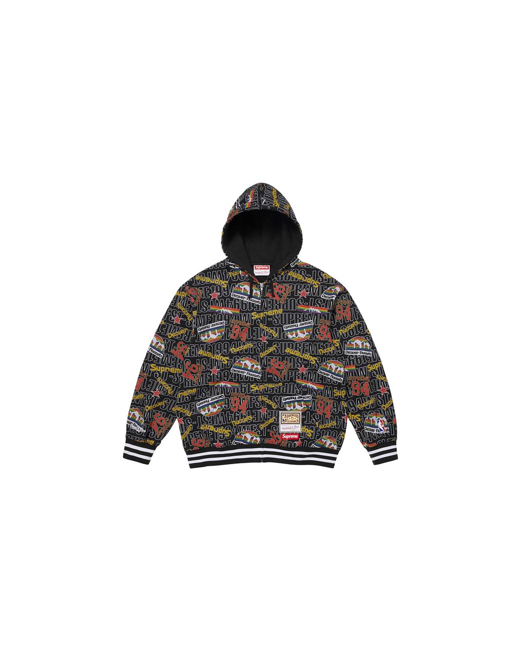 Supreme Black Mitchell & Ness Teams Zip Up Hooded Sweatshirt "Ss26