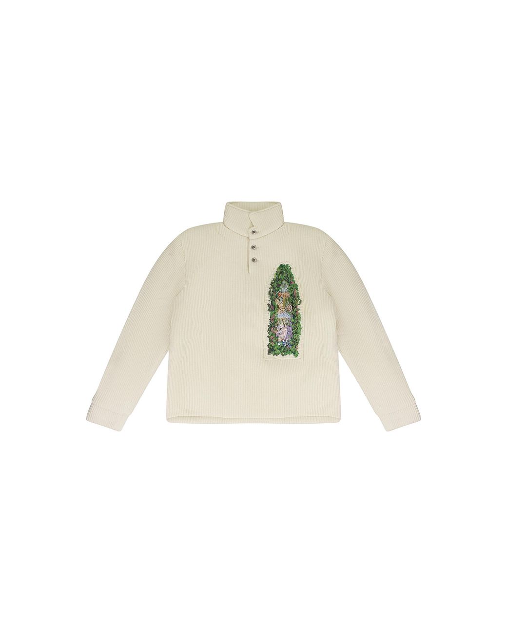 Who Decides War Black Puffed Rugby Button-Down Shirt "Ivory" 11100220018Aw23" for men