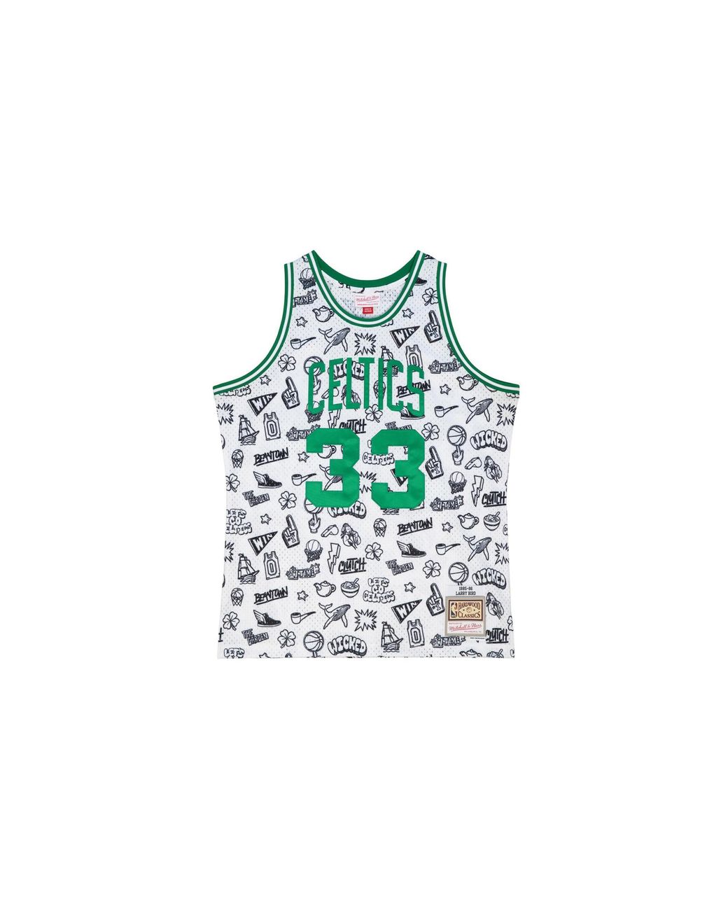 Mitchell & Ness Black Doodle Swingman Jersey Celtics 1985 "Larry Bird" Tfsm1266 Bce97Lbiptwh" for men