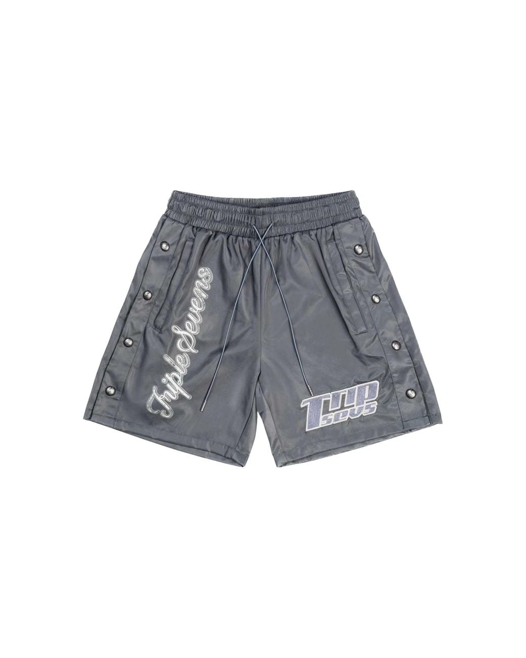 Triple Sevens Black Nylon Button Up Shorts Ts7036" for men