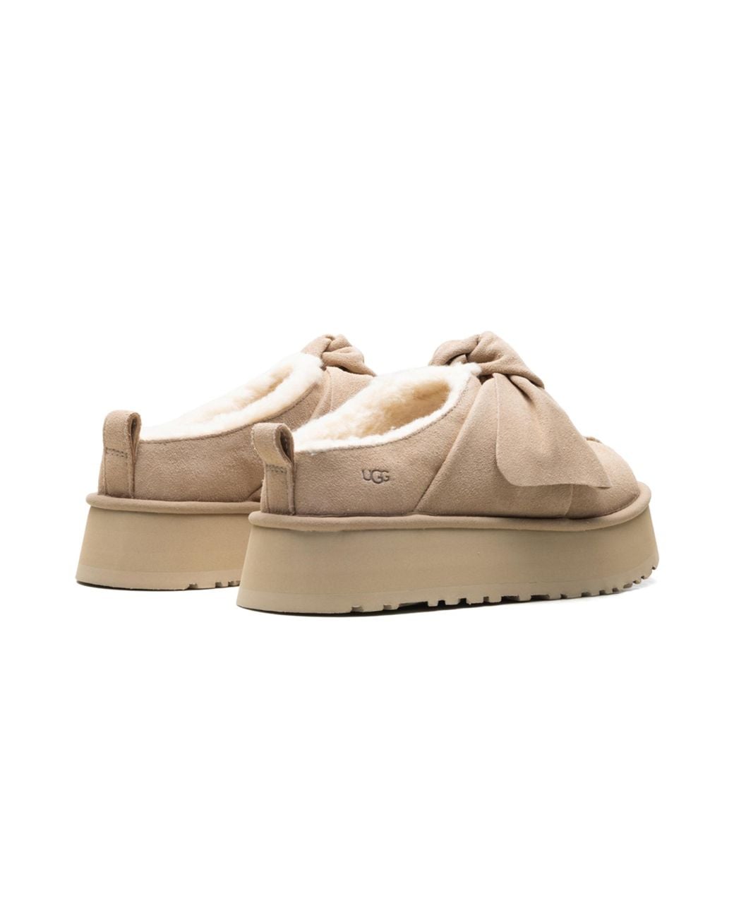 Ugg Black Platform Slip-On Bow Slipper "Sand" 1176290 San"