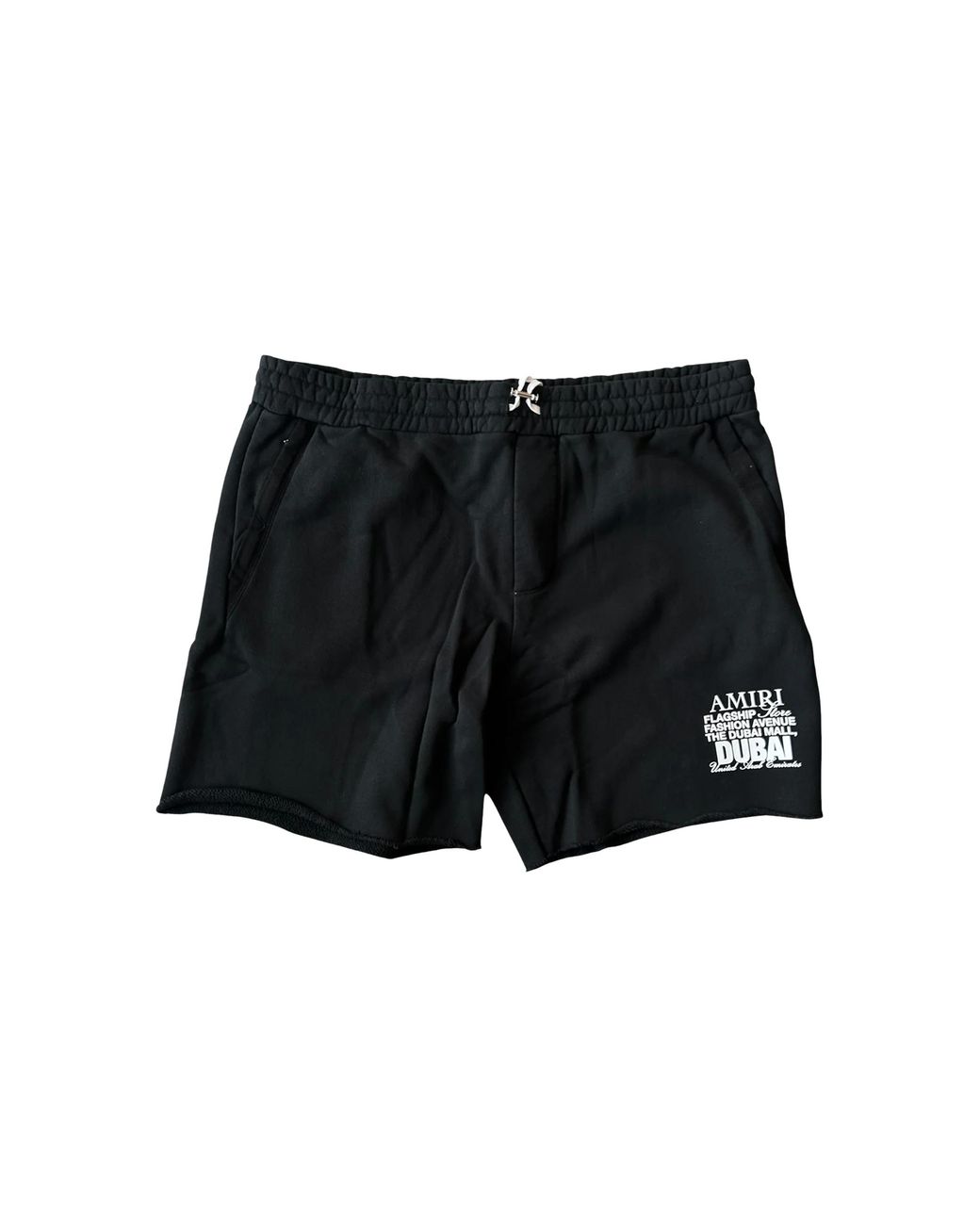 Amiri Black Dubai Exclusive Logo Shorts & Amjysh1012 001" for men
