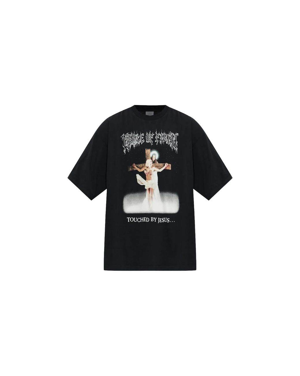 Vetements Black Cof Jesus Oversized T-Shirt "Washed" Mh27Tr209B" for men