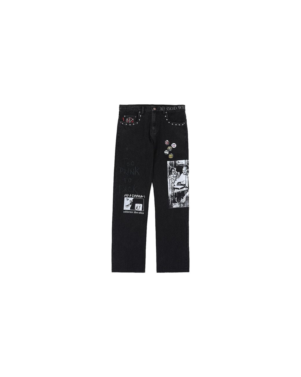Pleasures Black Dead Kennedys Diy Straight Leg Denim P26F041" for men