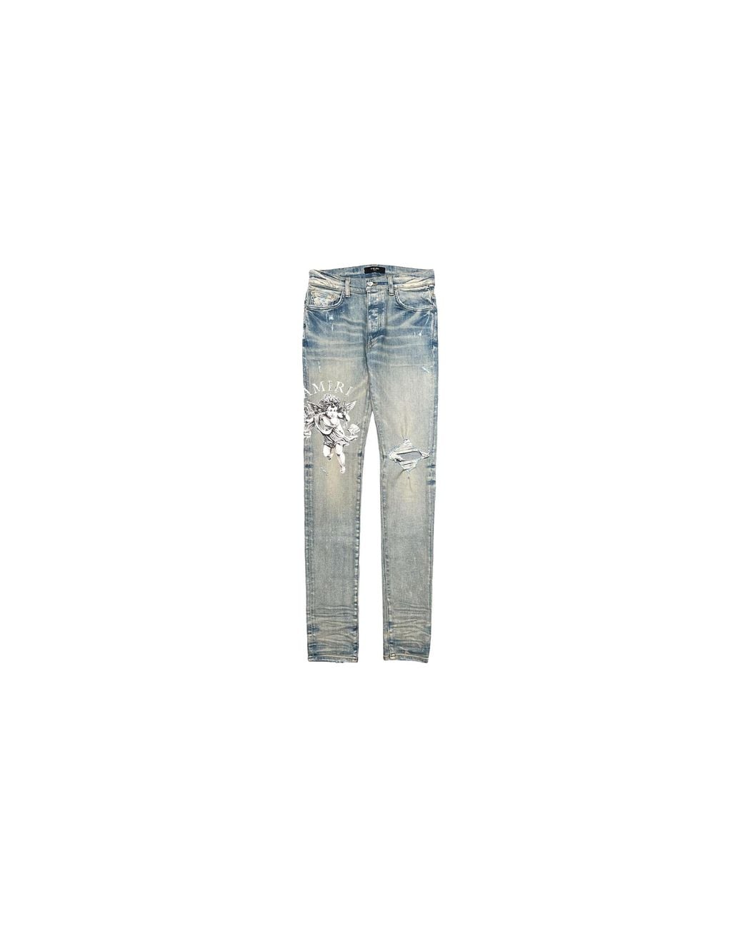 Amiri Black Cherub Print Jeans "Clay" Mds117 408" for men