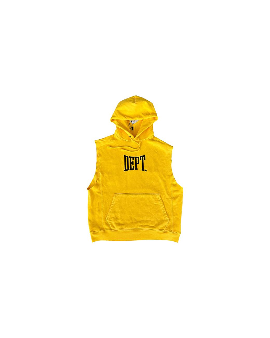 GALLERY DEPT. Yellow Dept Logo Cut Off Hoodie & Gd357" for men