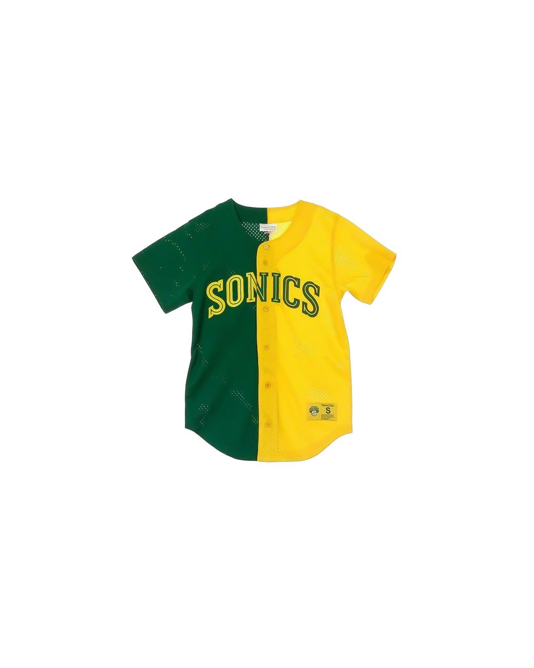 Mitchell & Ness Black Nba Split Color Mesh Button Front Shirt "Seattle Supersonics for men