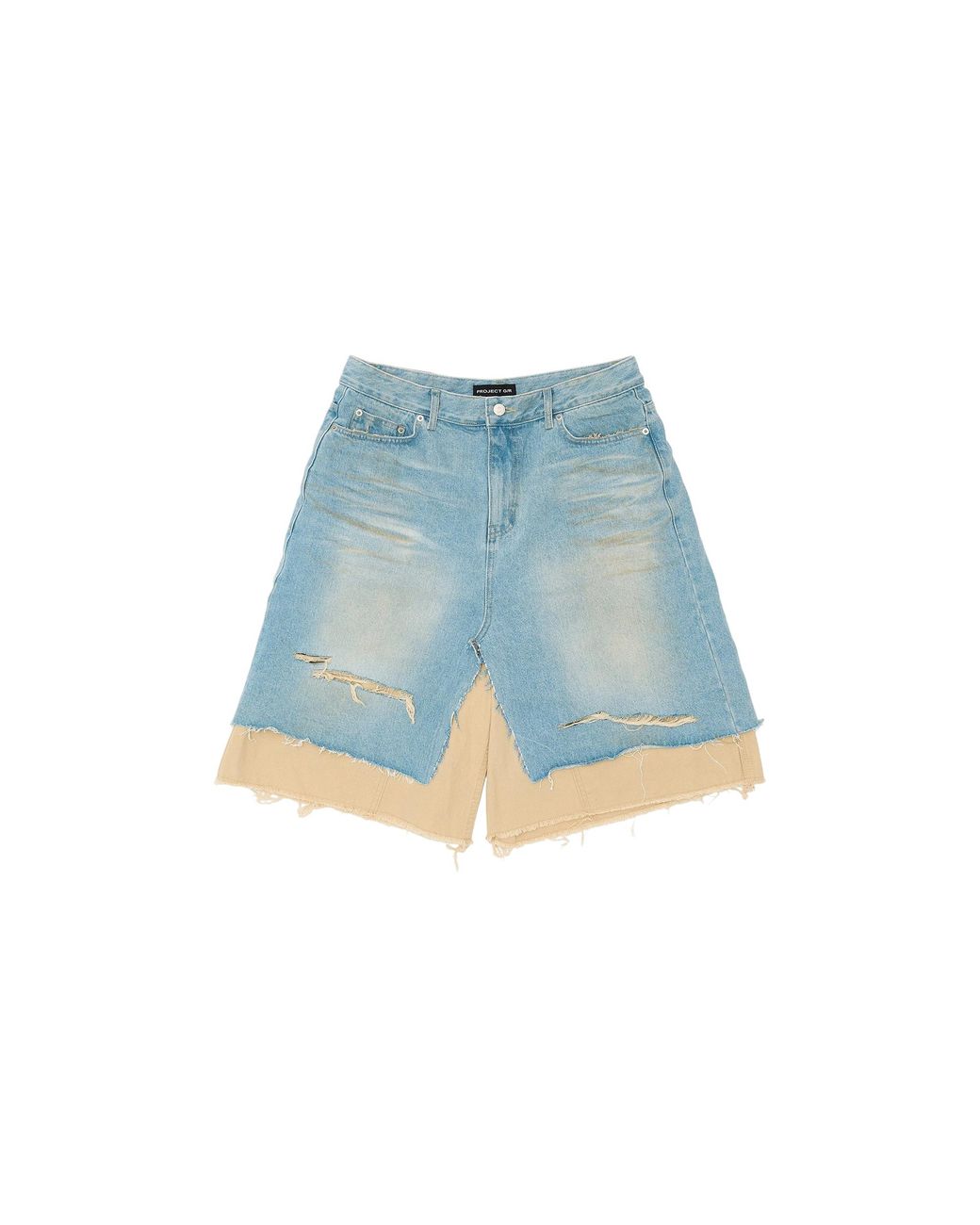PROJECT G/R Blue Layered Skirt Denim Carpenter Shorts "Light Khaki" Pg25Ssmb02Lba11" for men