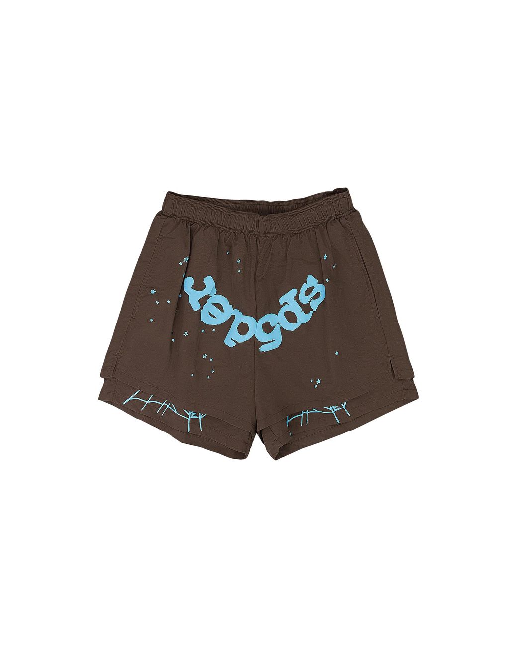 Sp5der Black Og Web Double Layer Shorts 378" for men