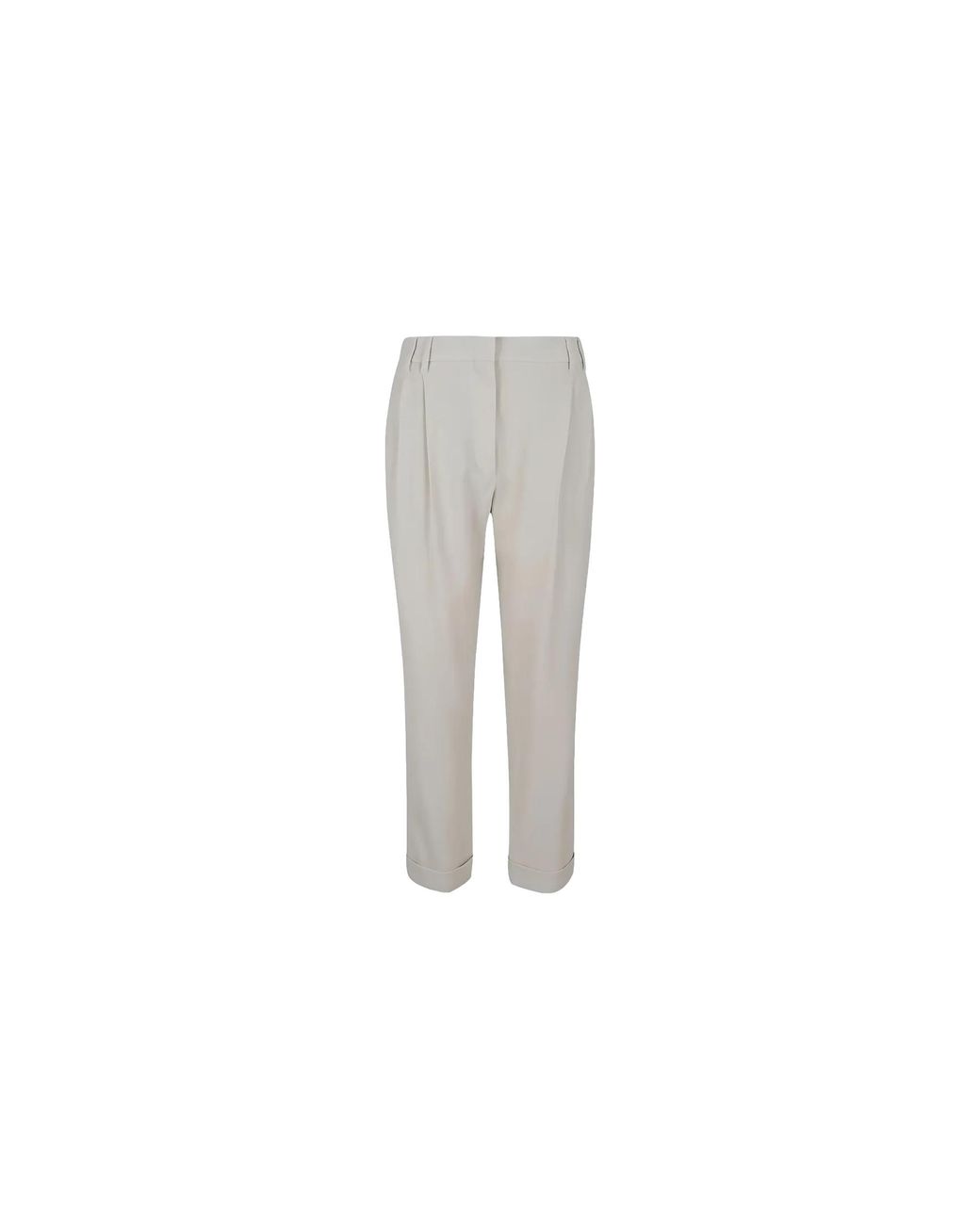 Brunello Cucinelli Black Pleated Tailored Trousers "Cream" Brun793"