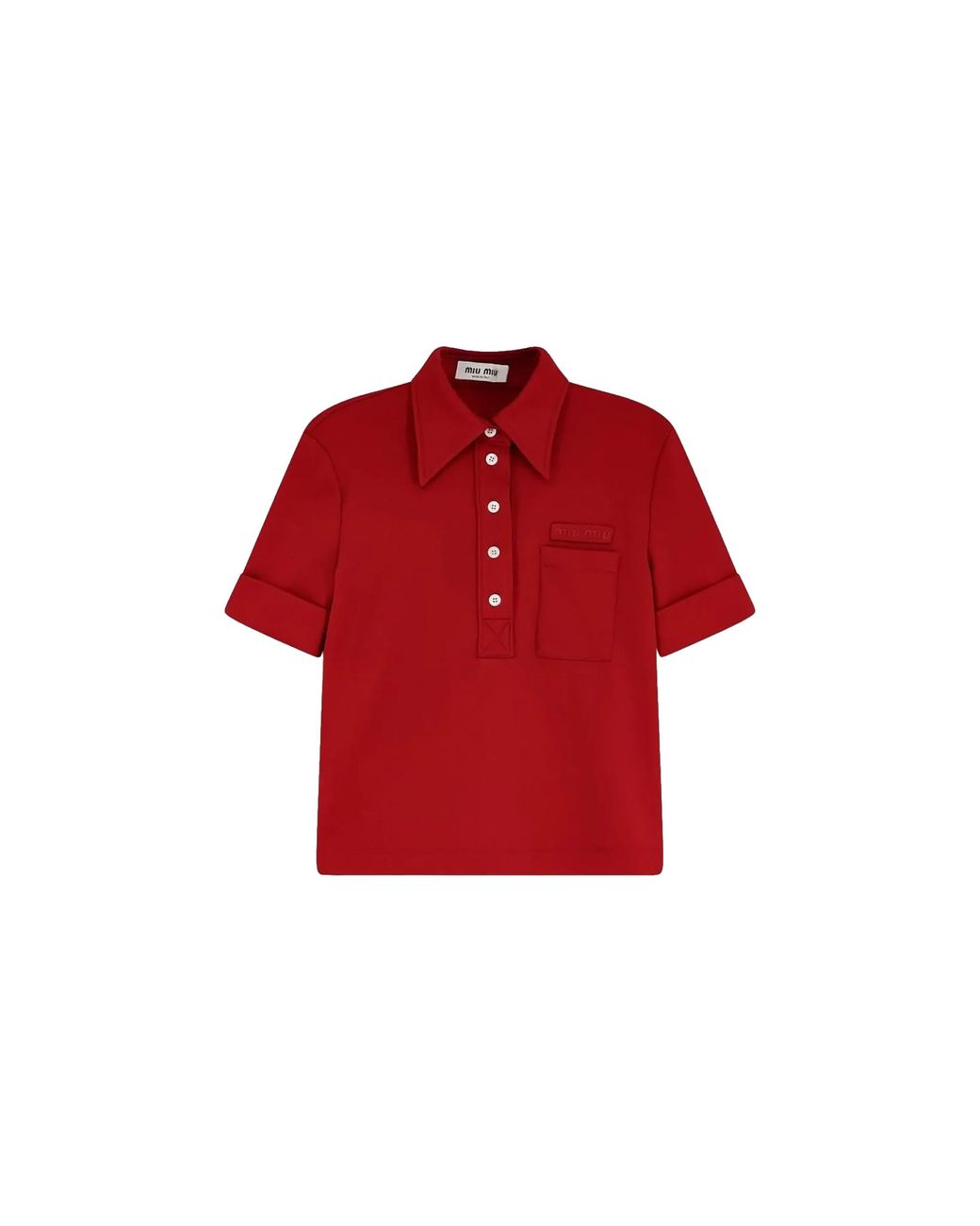 Miu Miu Red Jersey Polo Shirt "Ruby" Mt2204 14Oa F0041"