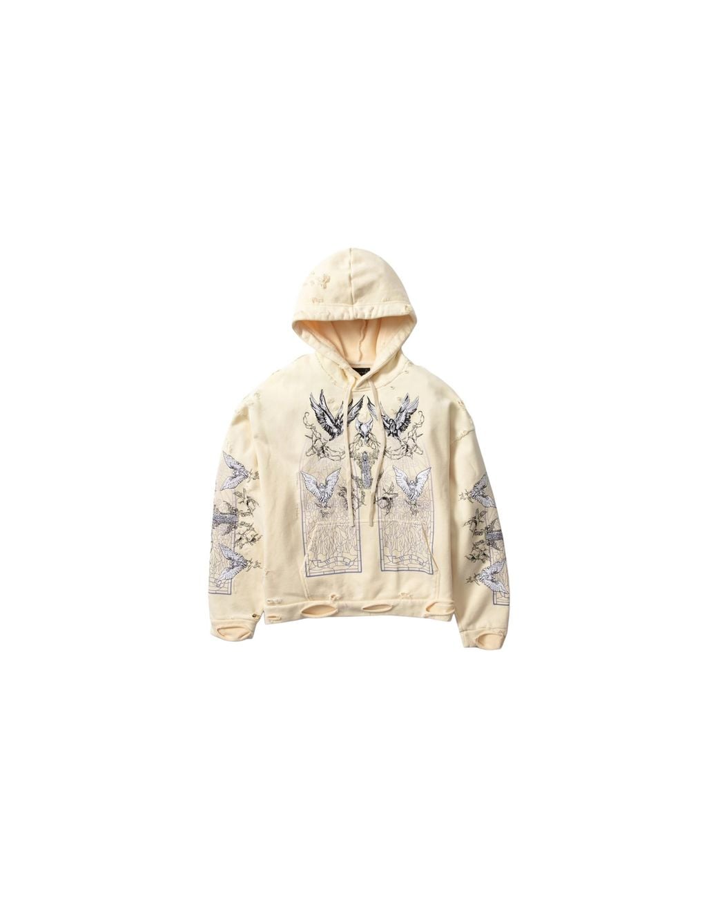 Who Decides War Black Ascension Distressed Graphic Hoodie "Cloud" 00Hsexpl" for men