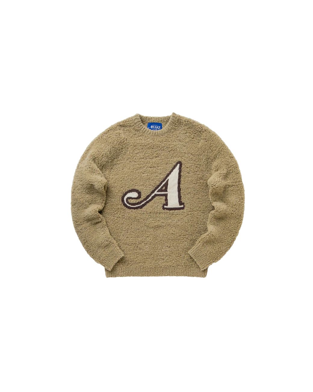 AWAKE NY Black Boucle A Logo Sherpa Sweater "Latte" Awk Fw22 Kn002 Latte" for men