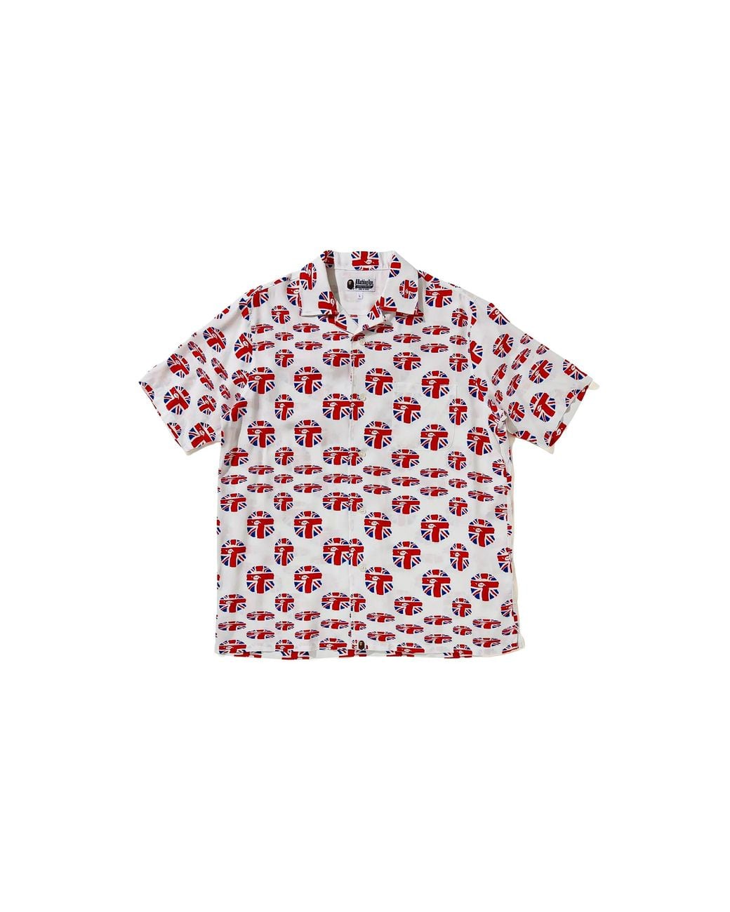 A Bathing Ape Black London Union Jack Button-Up T-Shirt 001Shg221018 Wht" for men