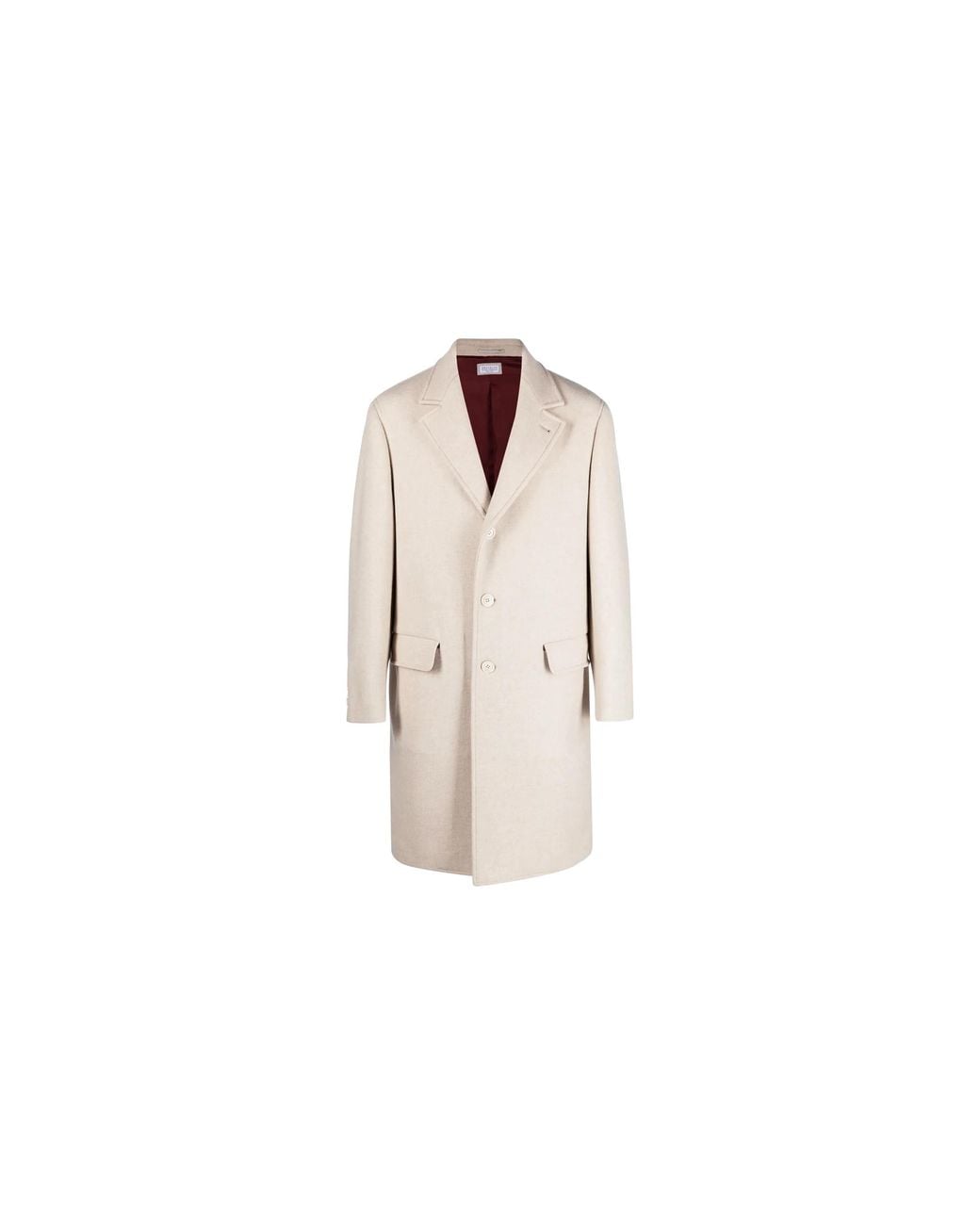 Brunello Cucinelli Black Single Breasted Coat "Off" Brun2367" for men