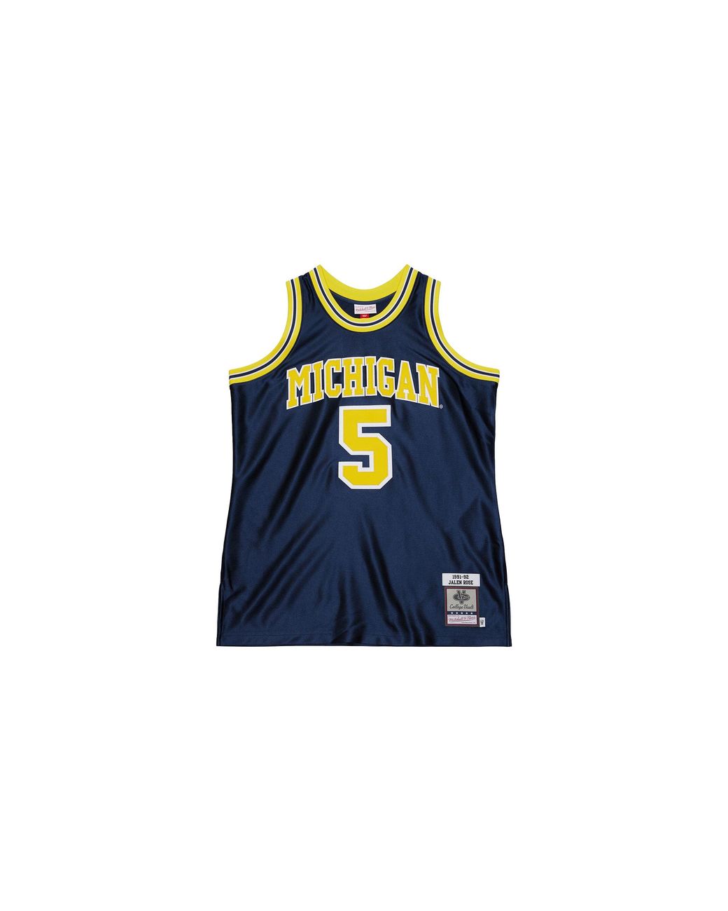 Mitchell & Ness Blue Dark Jersey "Ncaa Michigan 1991 Jalen Rose" Ajy46534 Umi91Jrsasbl" for men