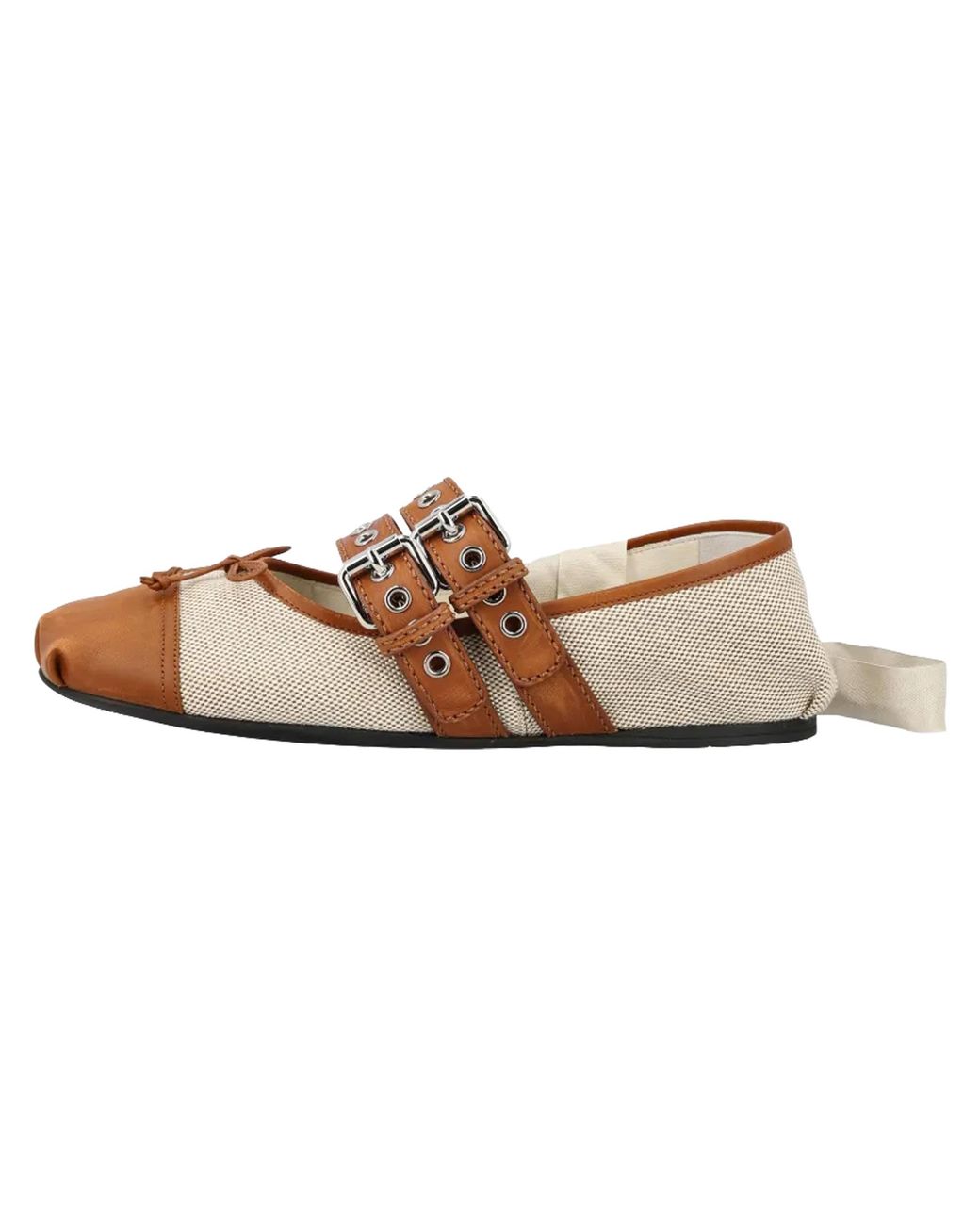 Miu Miu Black Canvas Ballerinas Tobacco" 5F608E 3Zmk F0C4Z"