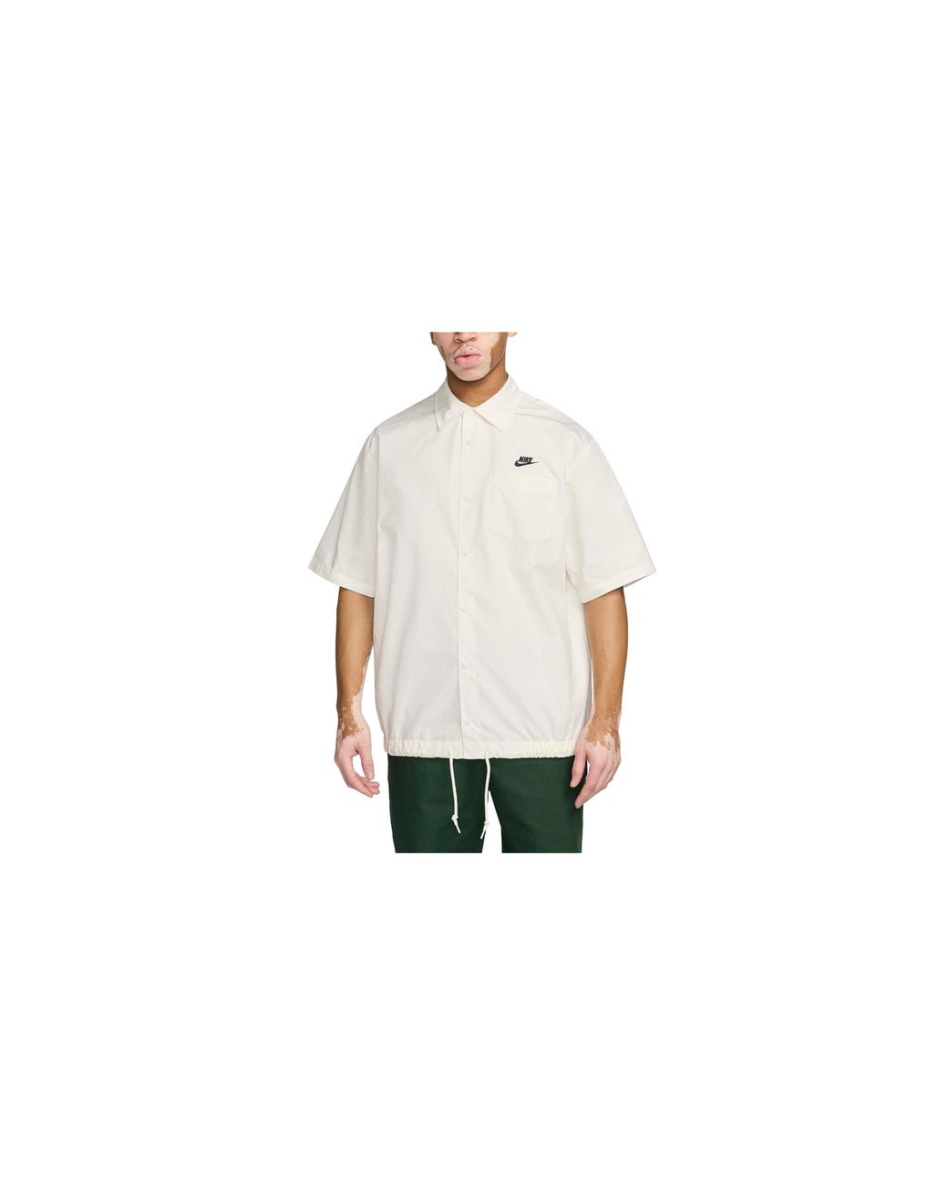 Nike Black Club Button-Up Short Sleeve Oxford Shirt "Sail Fn3902 133" for men