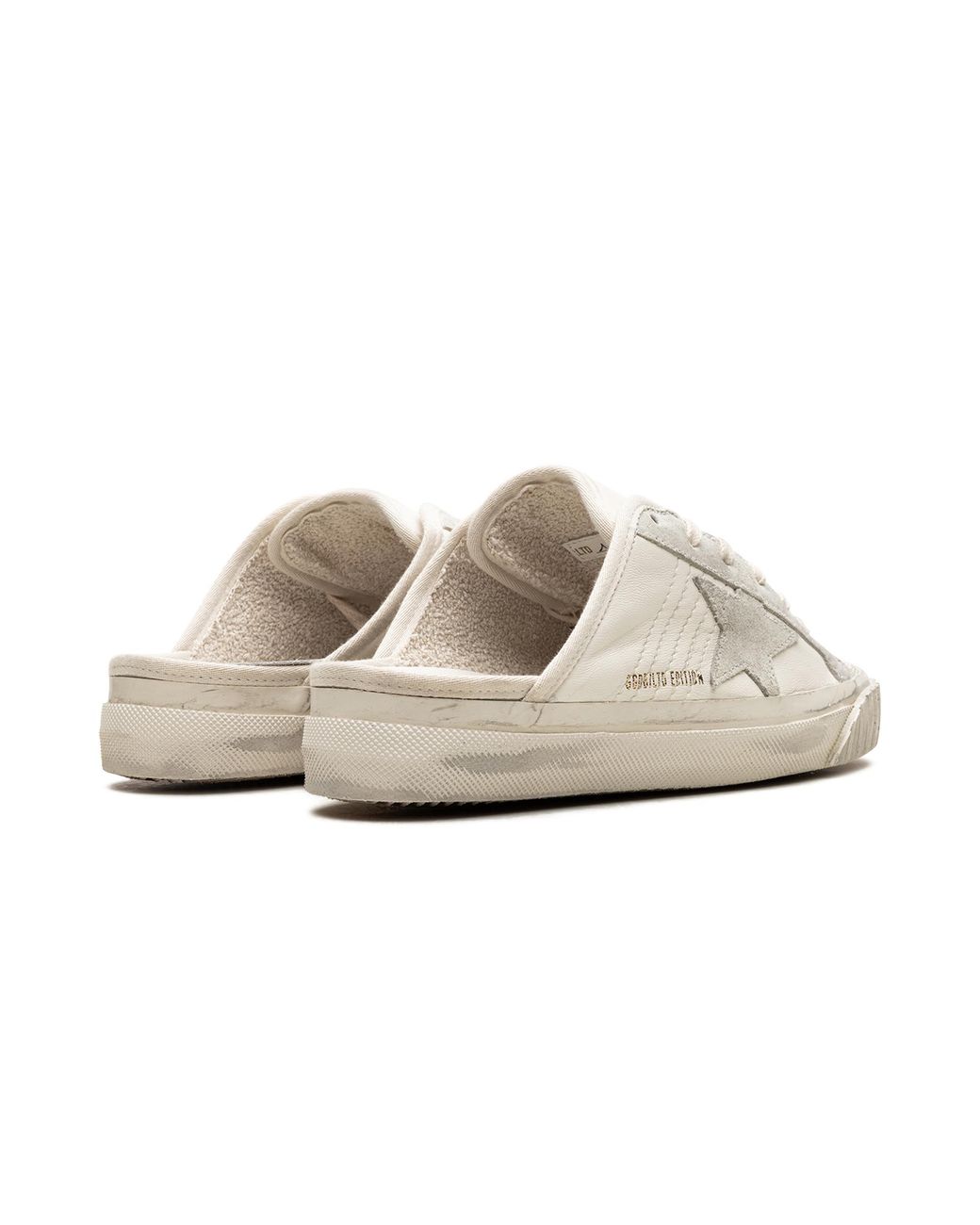 Golden Goose Deluxe Brand White Super-Star Sabot Toe Cap And High Sole Leather Upper Toe And Tongue Suede Star Ice" Gwf00513.F005707.10276"