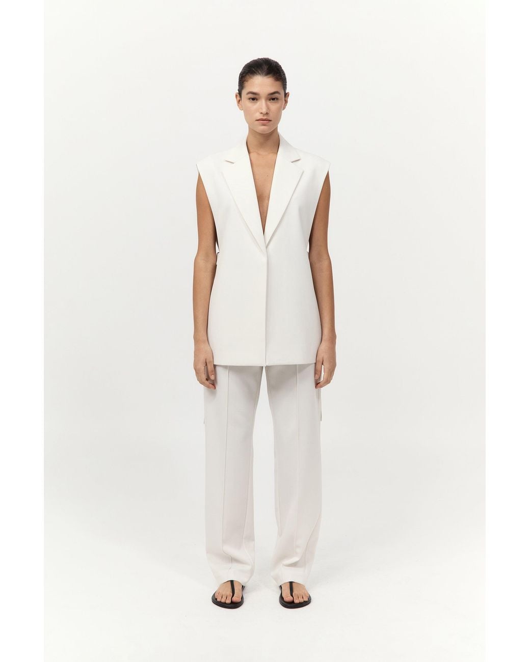 St. Agni White Relaxed Side Tie Vest