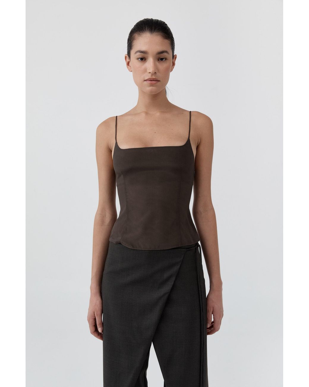 St. Agni Black Stretch Silk Cami