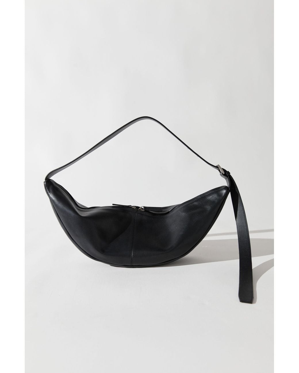 St. Agni Black Adjustable Slim Crescent Bag