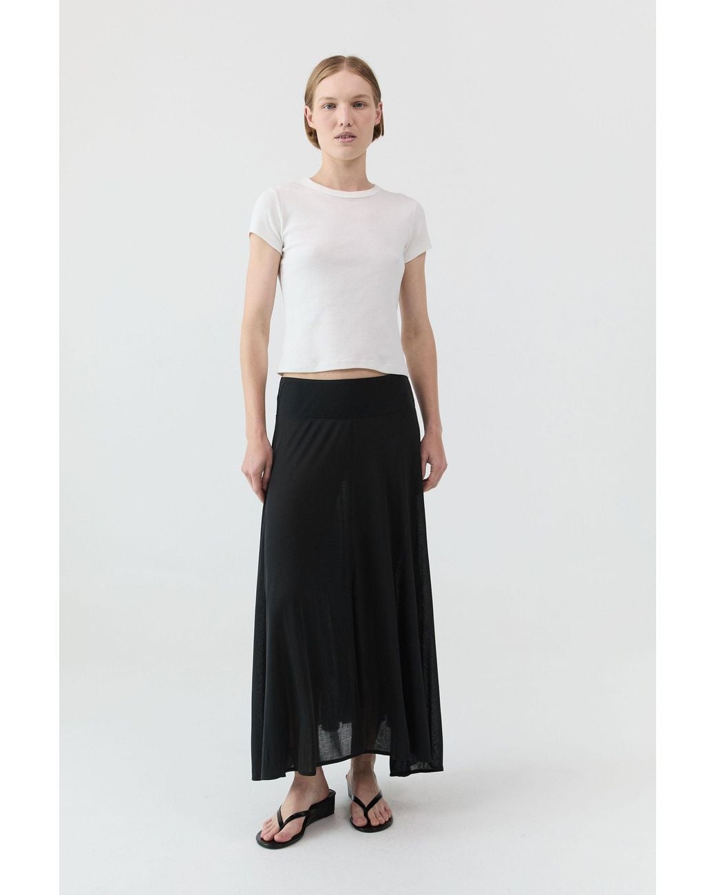 St. Agni White Fluid Jersey Skirt