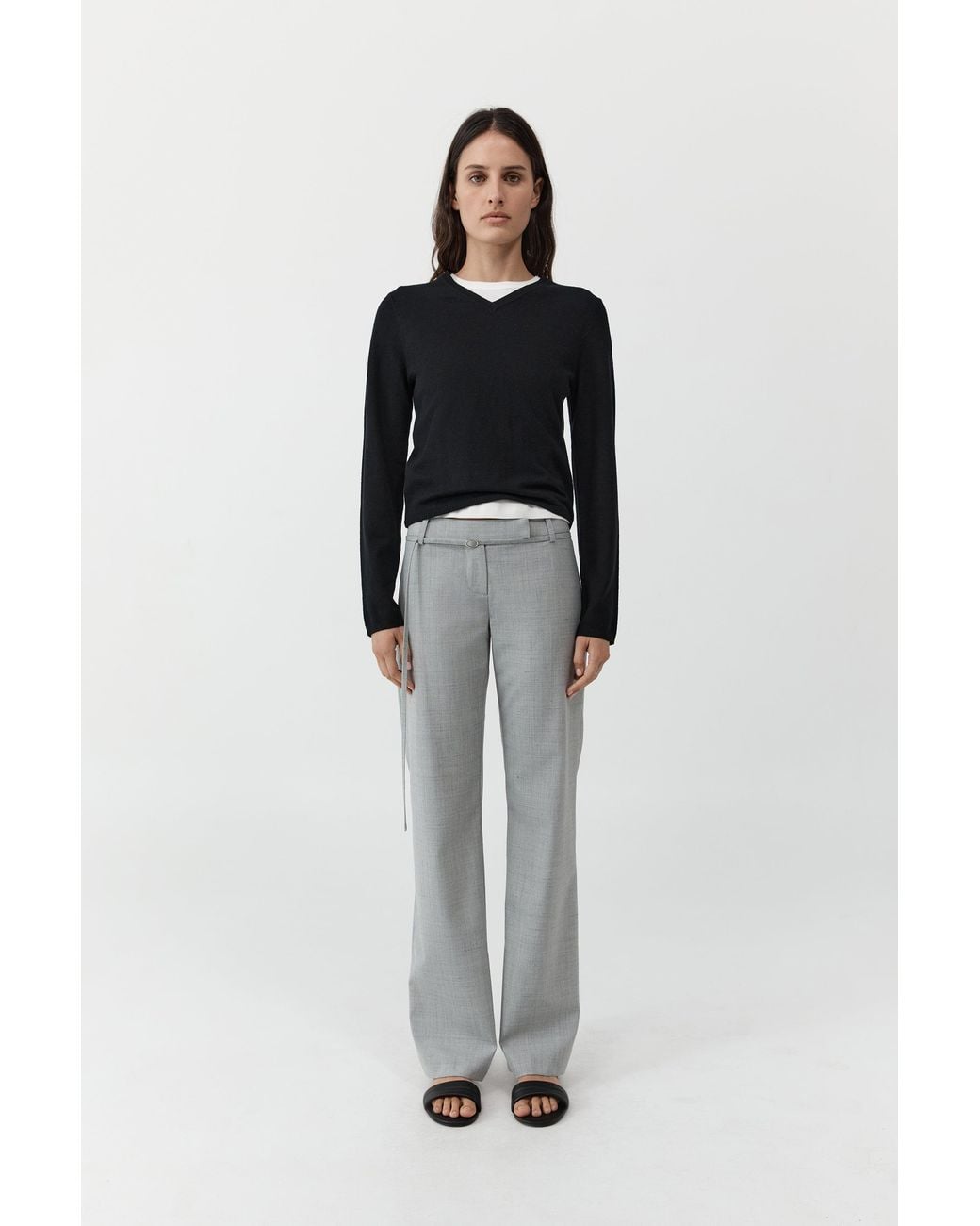 St. Agni Black Fine Merino V Neck Sweater