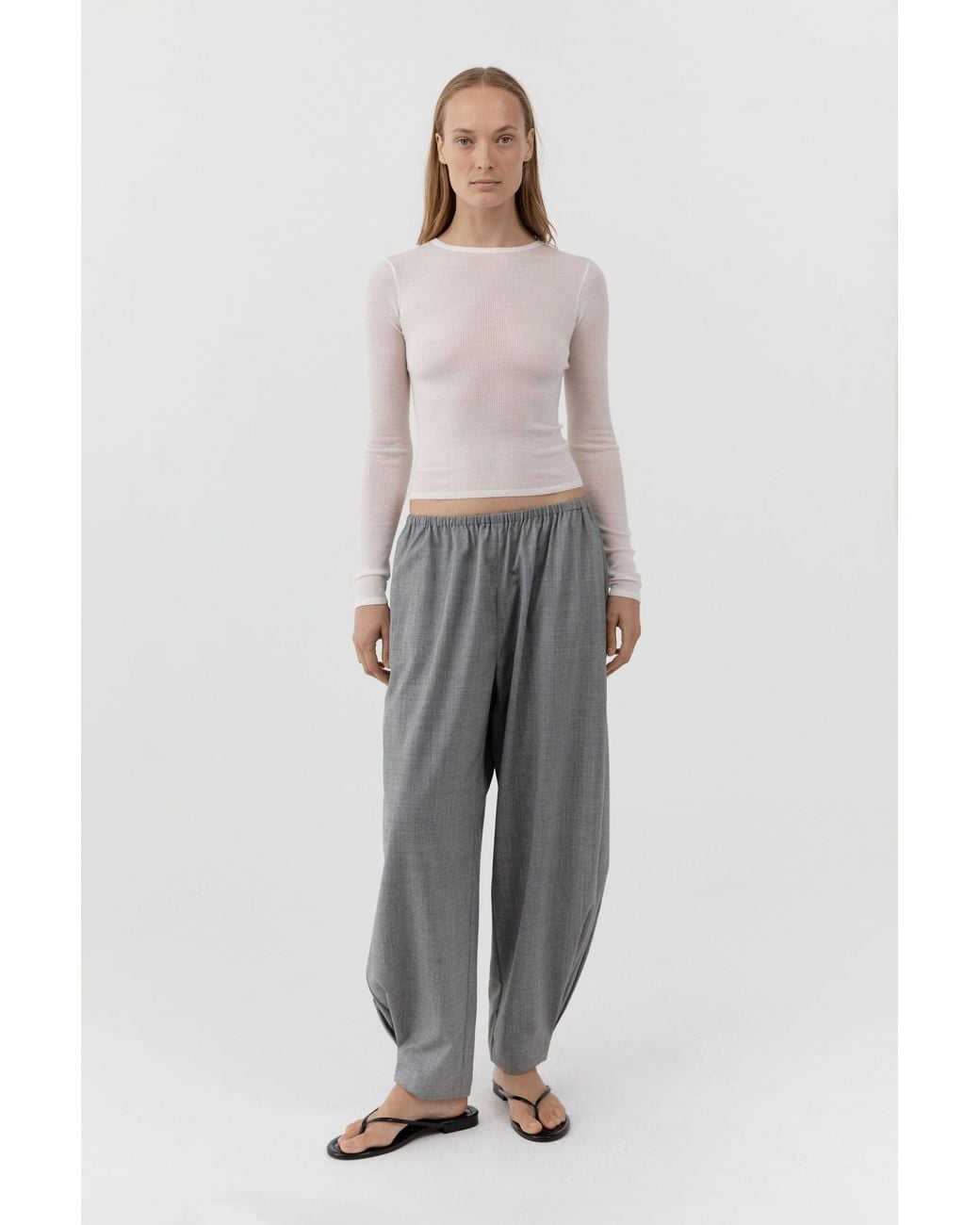 St. Agni Gray Superfine Merino Wool Long Sleeve Top