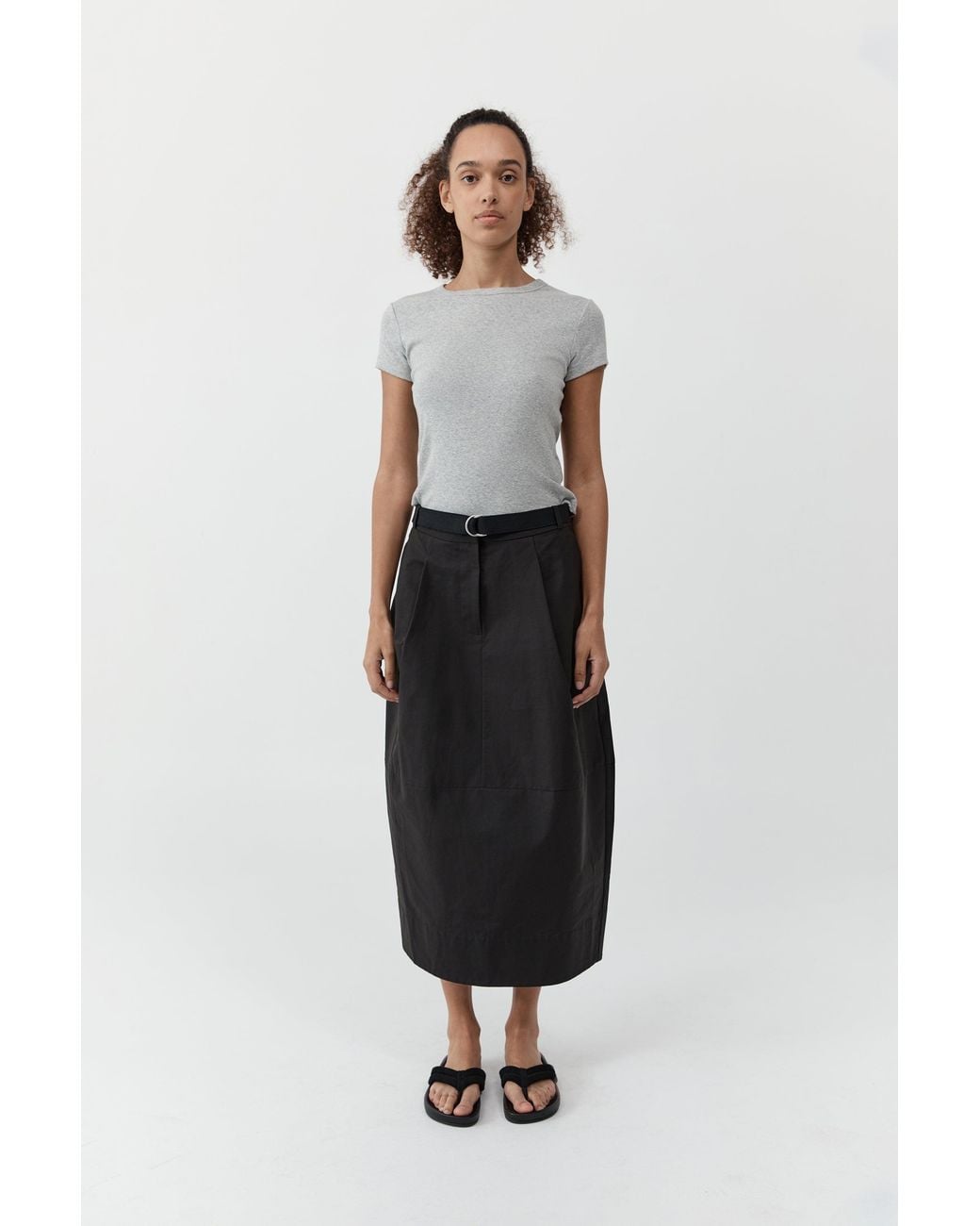St. Agni White Canvas Pleat Cocoon Skirt