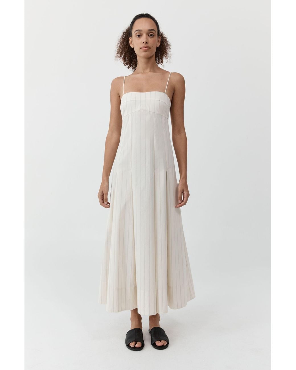 St. Agni White Everyday Cotton Pleat Dress