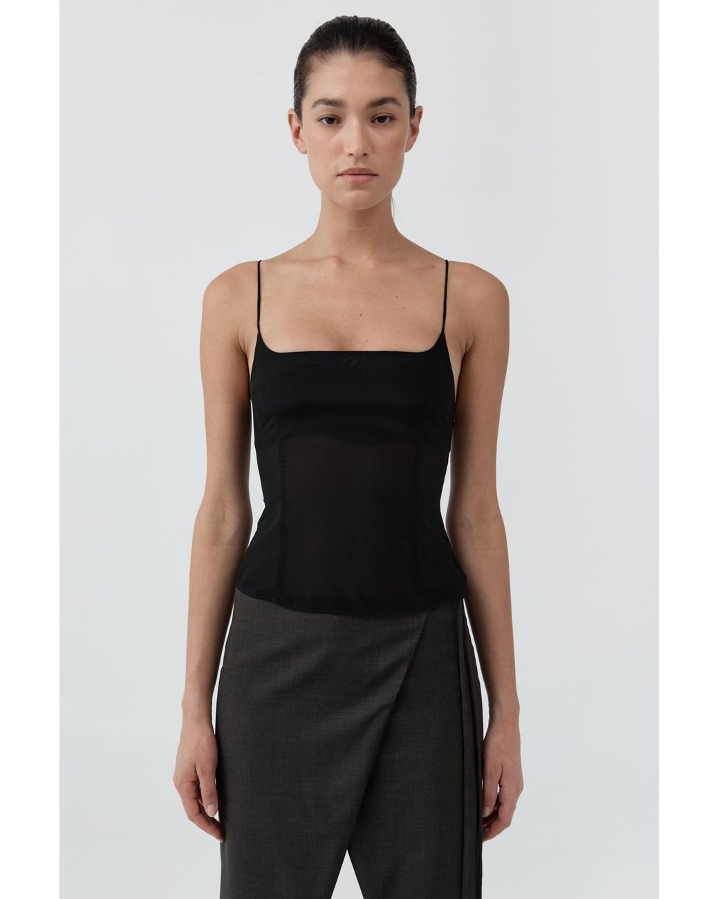 St. Agni Black Stretch Silk Cami