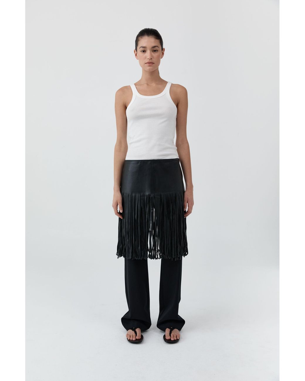St. Agni White Fringe Belt Skirt