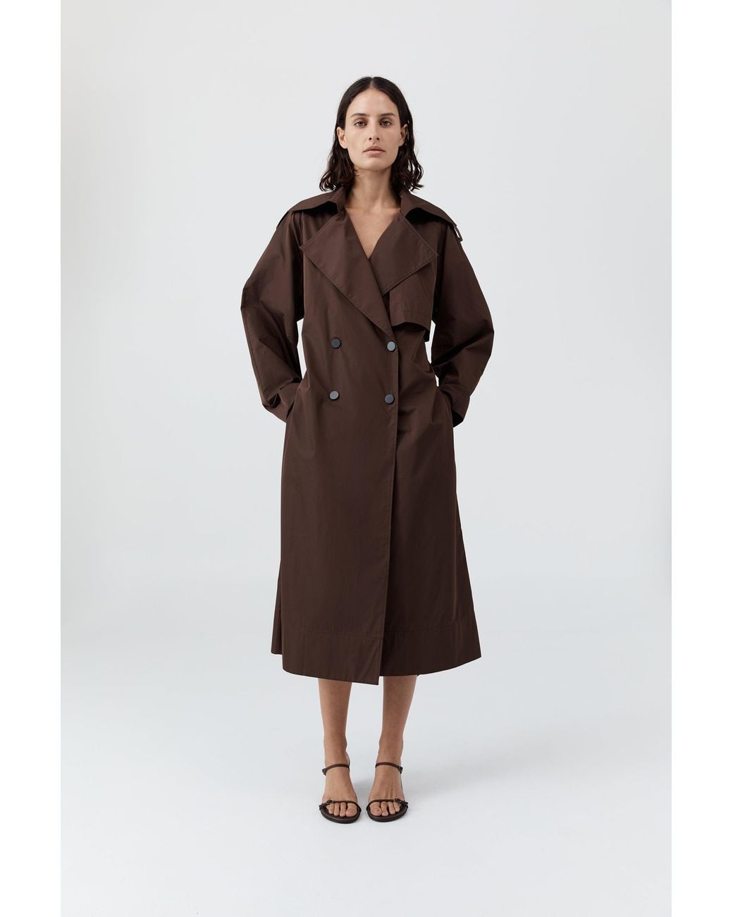 St. Agni Brown Paper Taffeta Relaxed Trench
