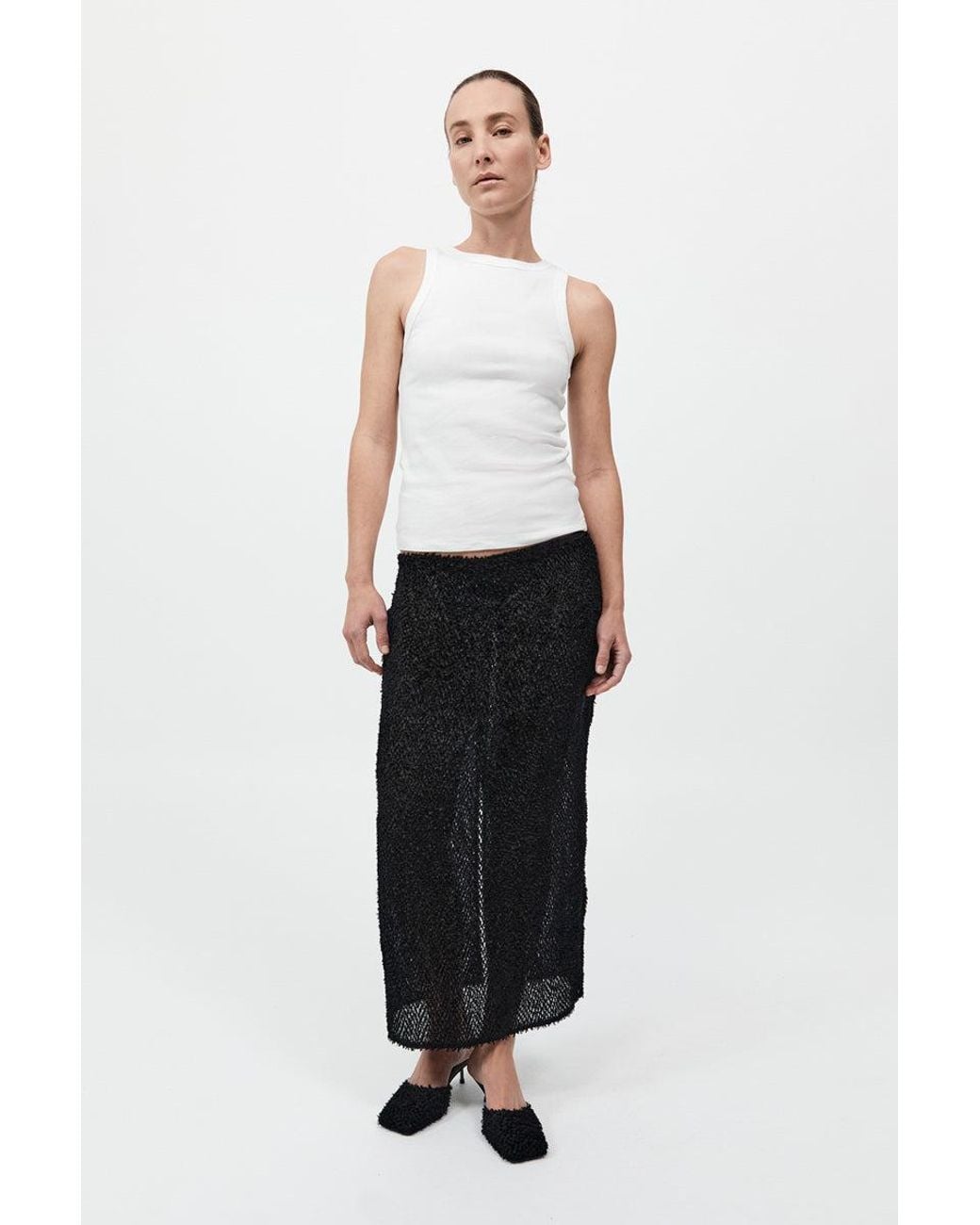 St. Agni White Feathered Silk Skirt