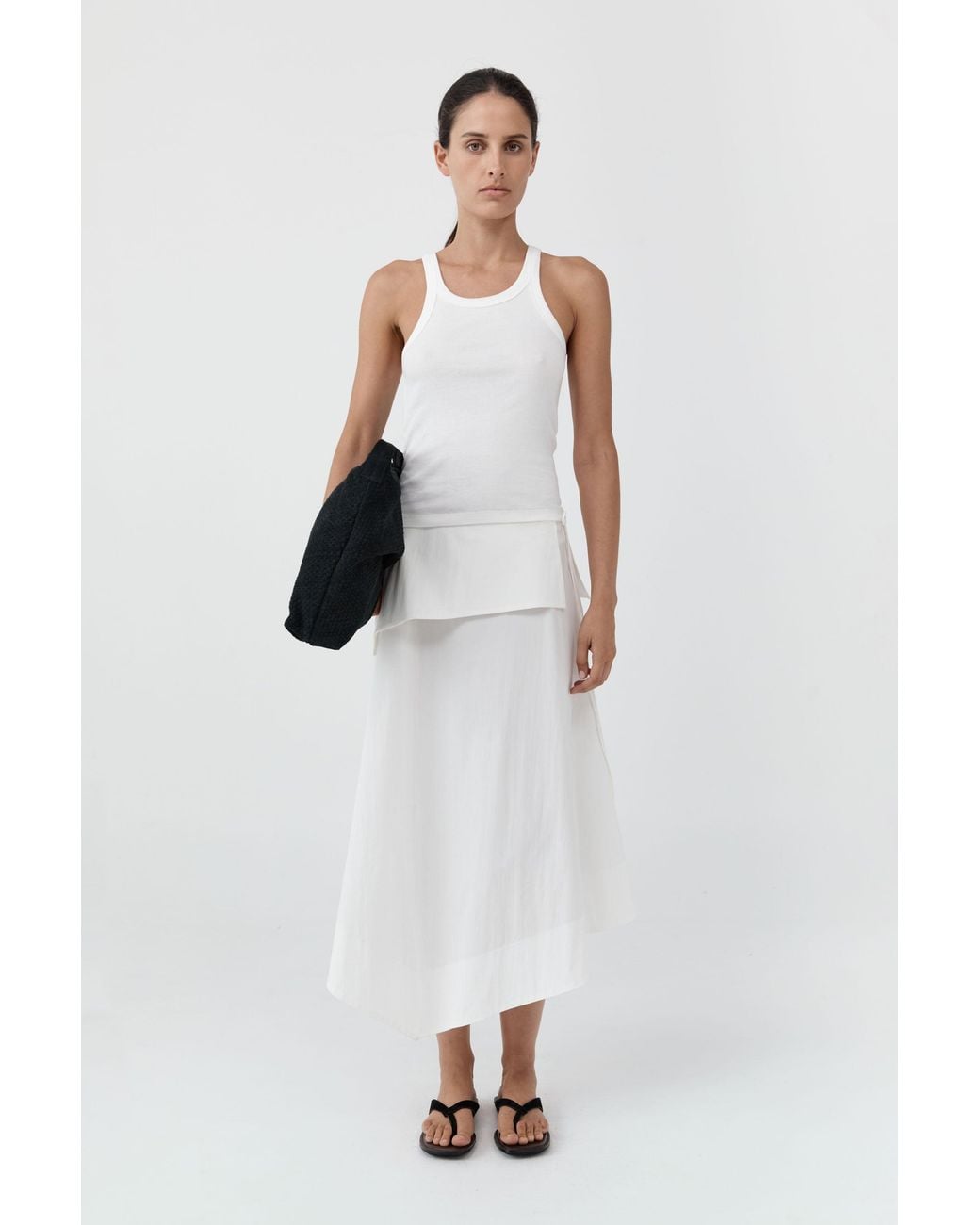 St. Agni White Detachable Belt Asymm Skirt
