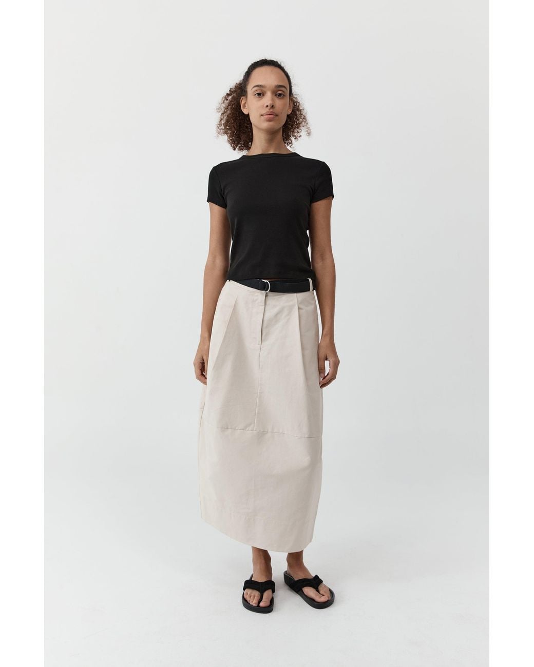 St. Agni Black Canvas Pleat Cocoon Skirt