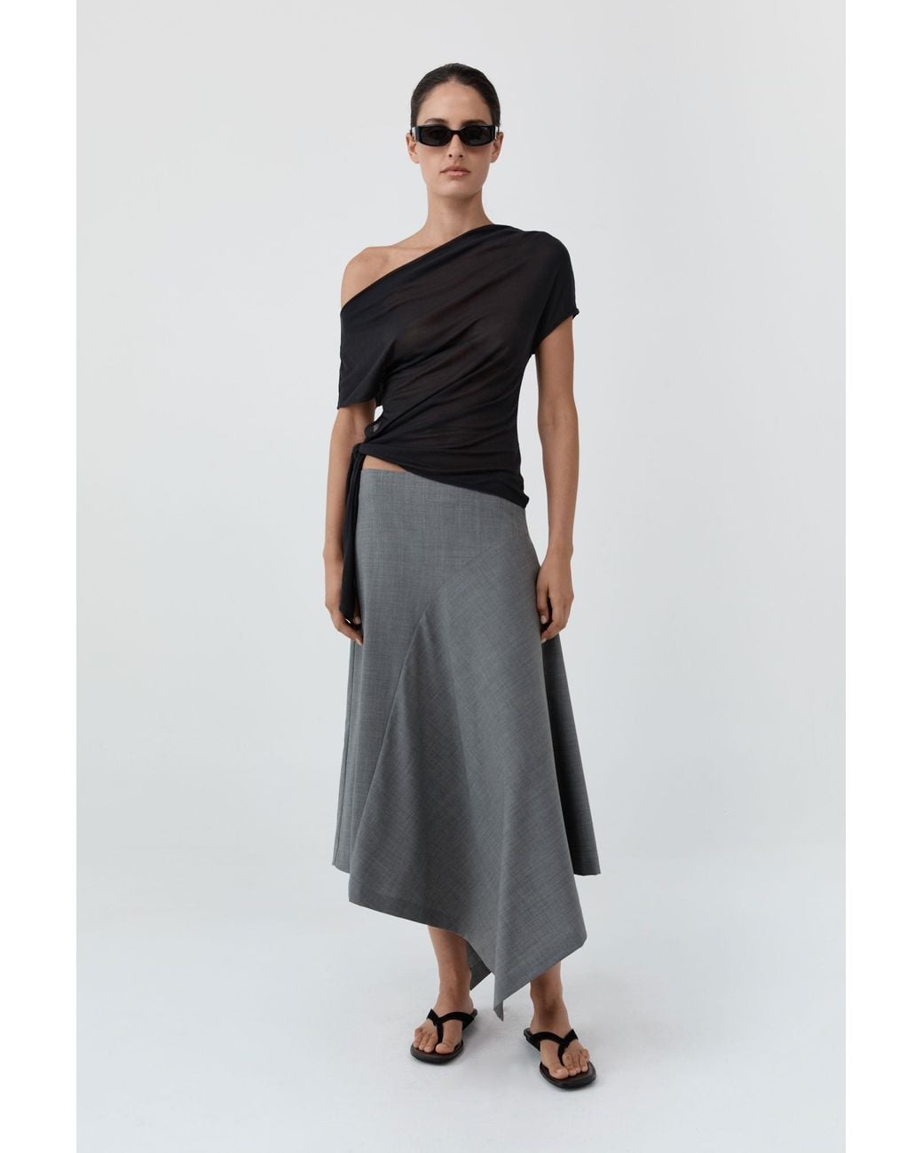 St. Agni Multicolor Fine Jersey Off Shoulder Top