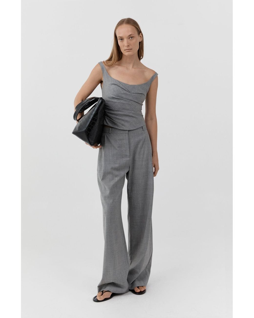 St. Agni Gray Wool Draped Bodice