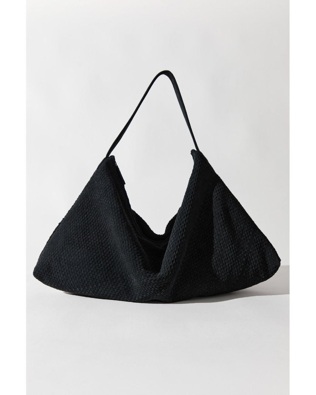 St. Agni Black Suede Woven Hobo Bag