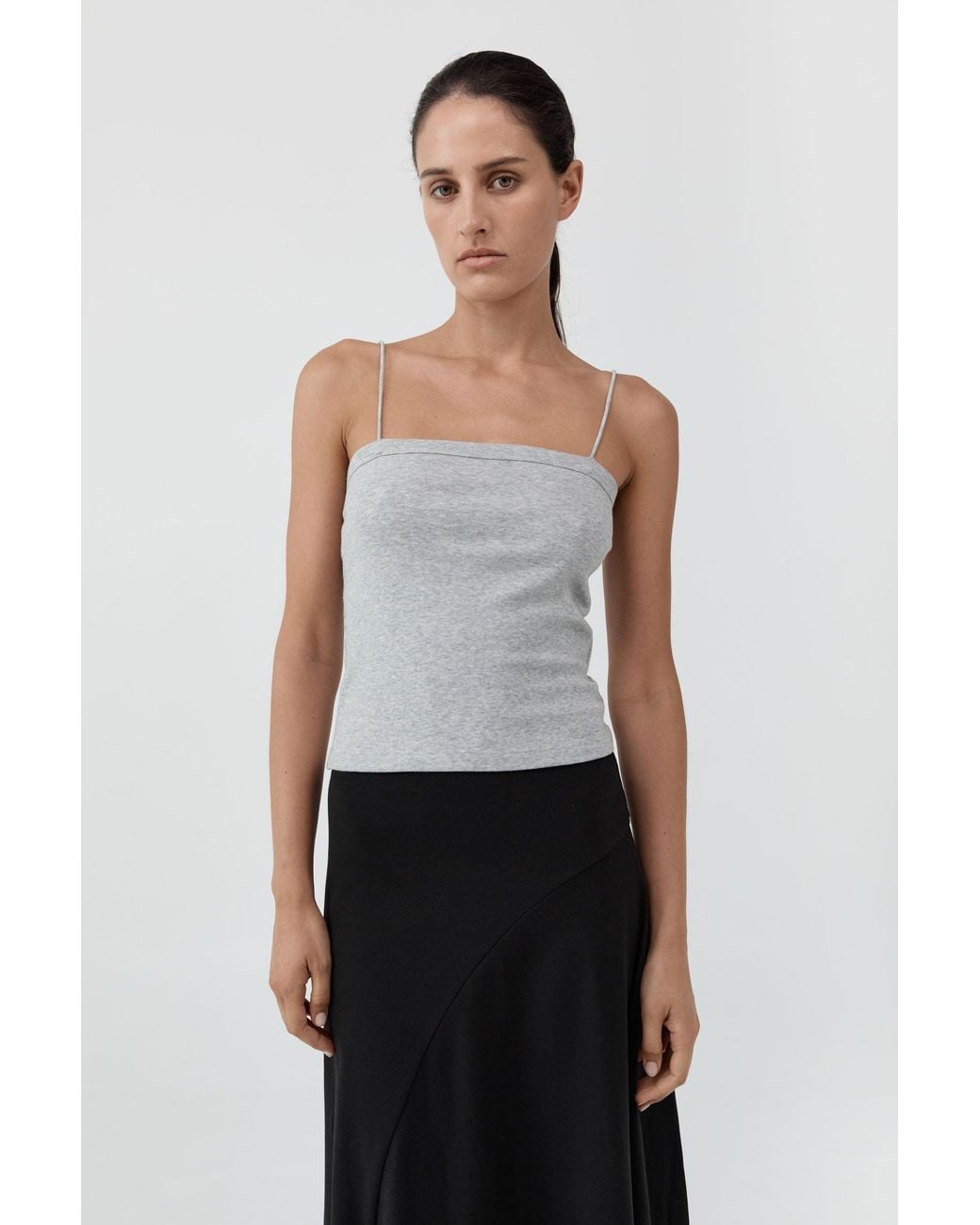 St. Agni White Organic Cotton Square Neck Cami