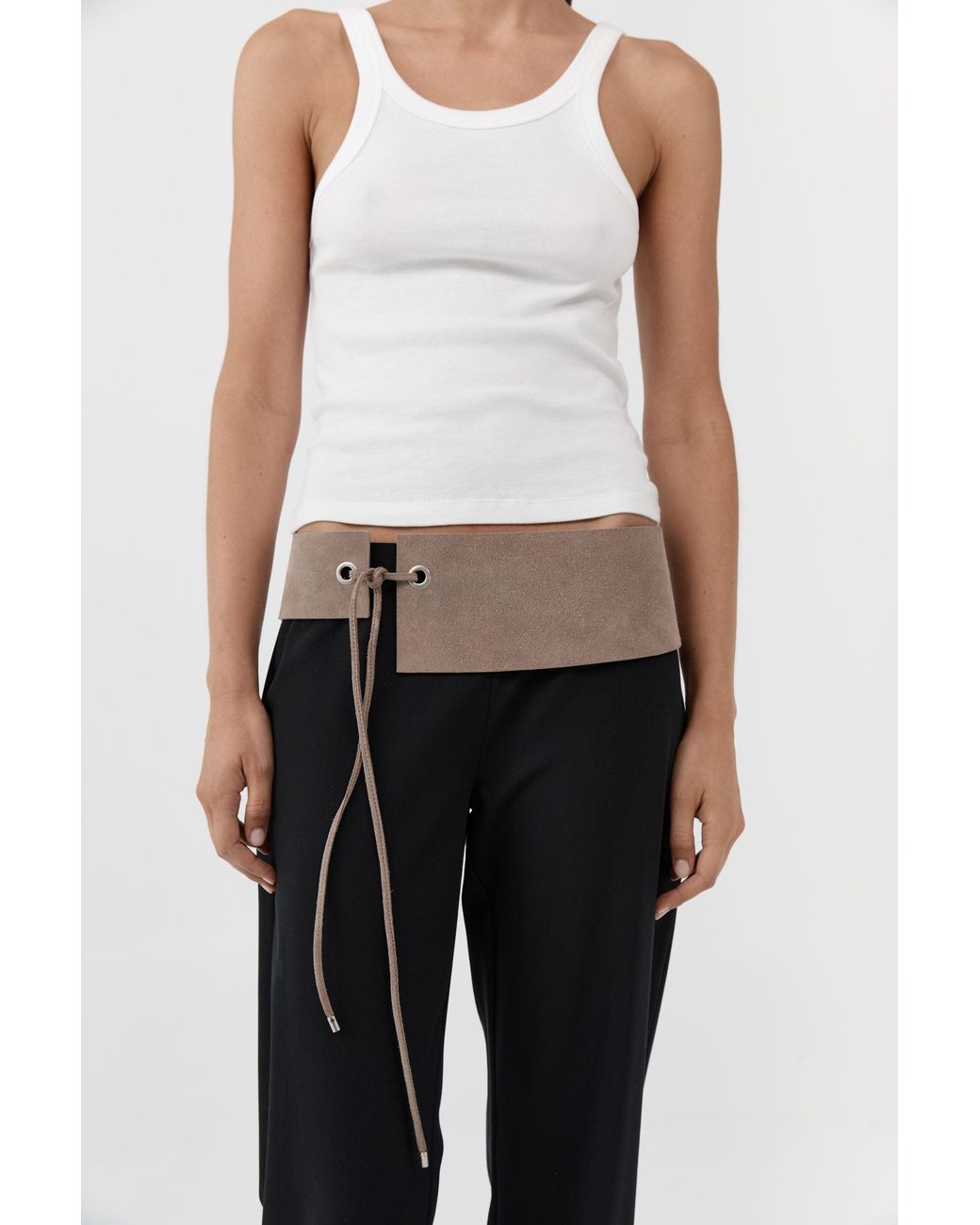 St. Agni Black Suede Asymmetric Belt