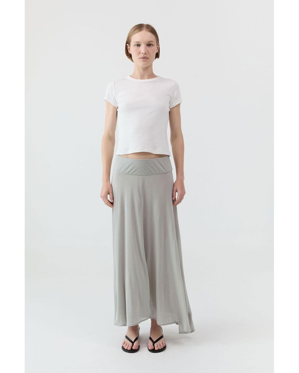 St. Agni White Fluid Jersey Skirt