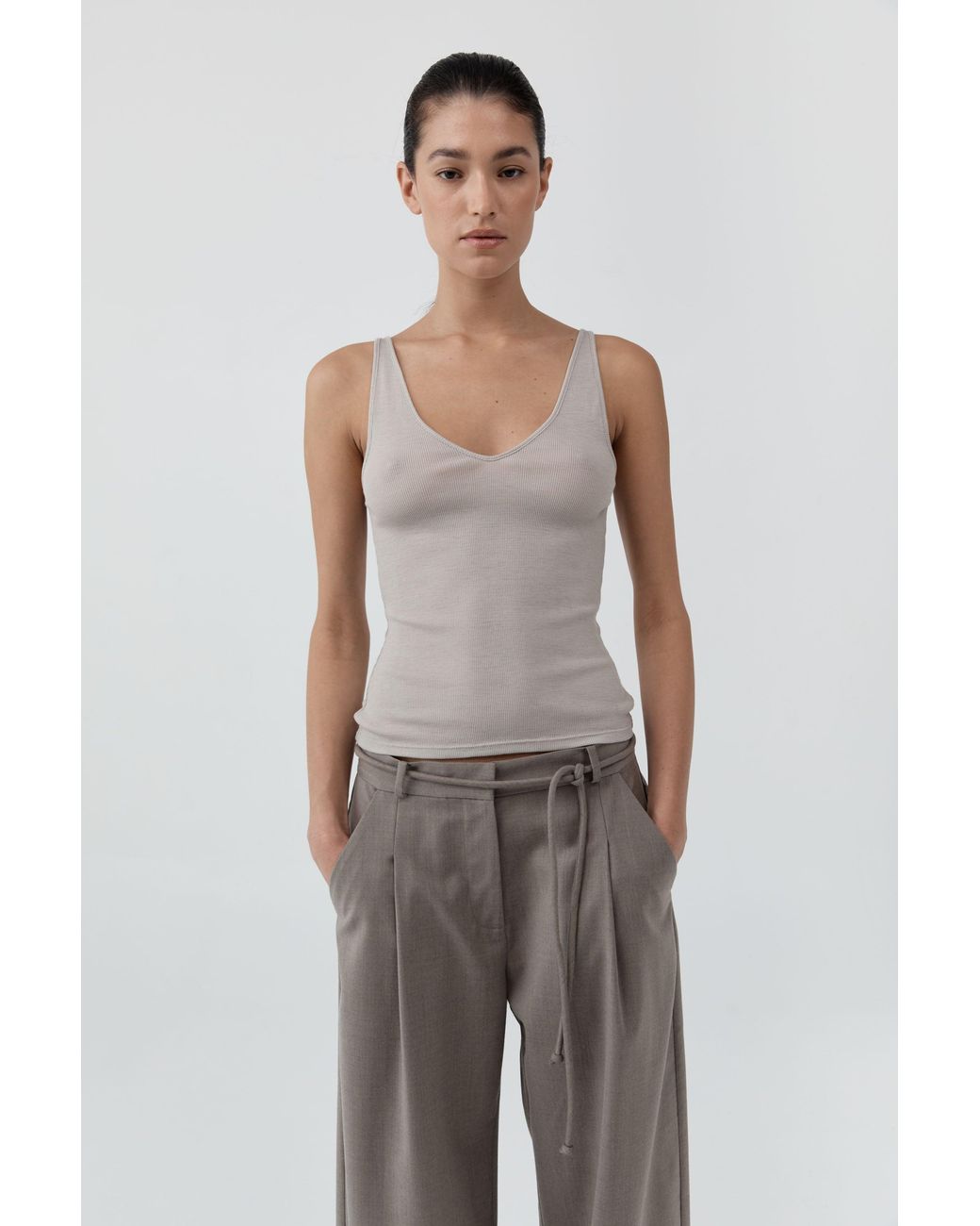 St. Agni Gray Baby Wool Scoop Cami