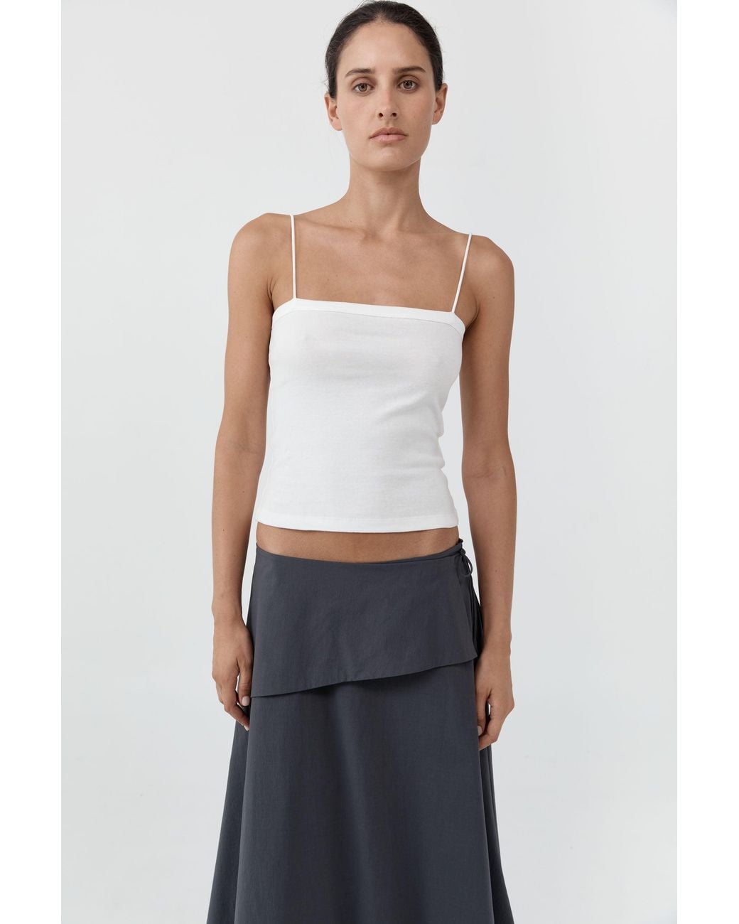 St. Agni Blue Organic Cotton Square Neck Cami