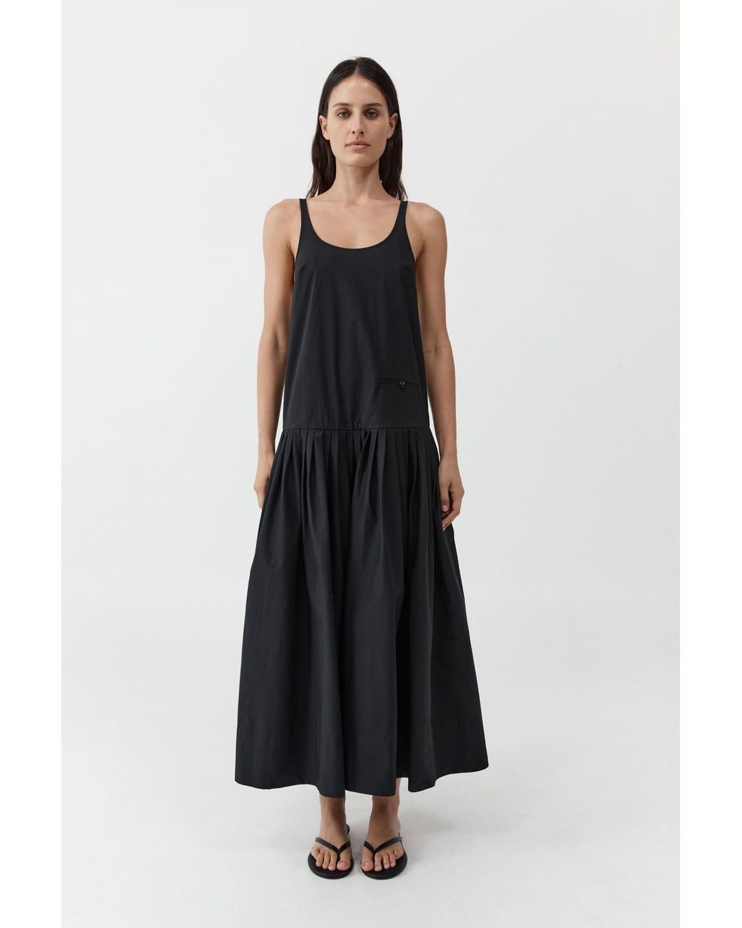 St. Agni White Relaxed Pleat Dress